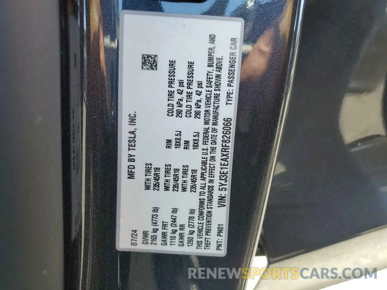 13 Photograph of a damaged car 5YJ3E1EAXRF826066 TESLA MODEL 3 2024