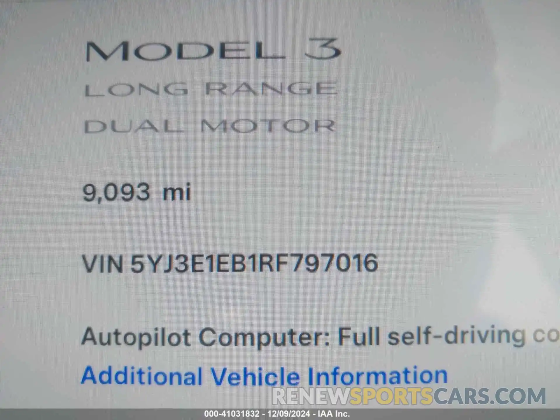 16 Photograph of a damaged car 5YJ3E1EB1RF797016 TESLA MODEL 3 2024