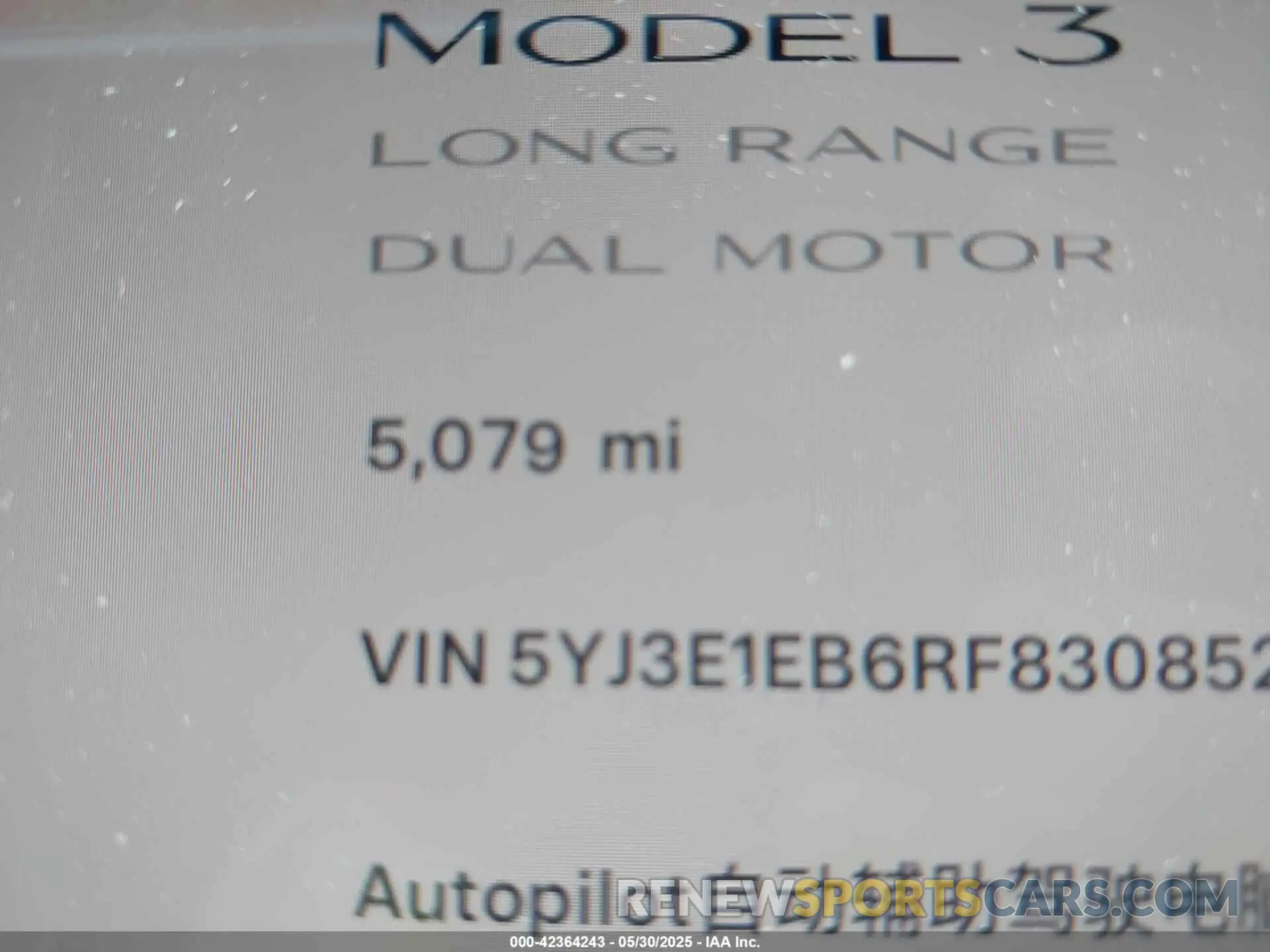 7 Photograph of a damaged car 5YJ3E1EB6RF830852 TESLA MODEL 3 2024