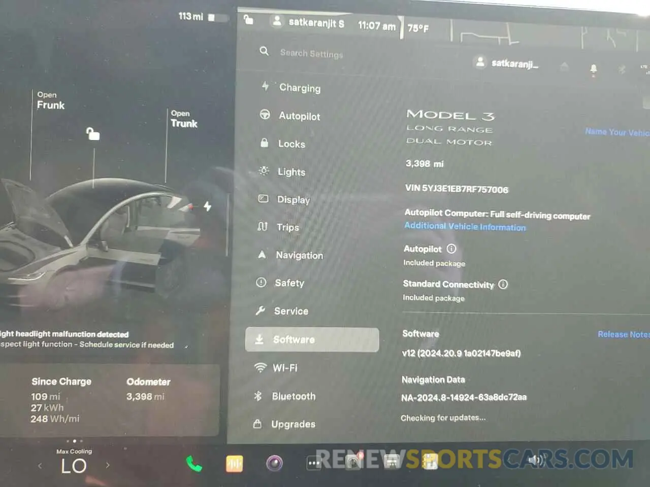 9 Photograph of a damaged car 5YJ3E1EB7RF757006 TESLA MODEL 3 2024