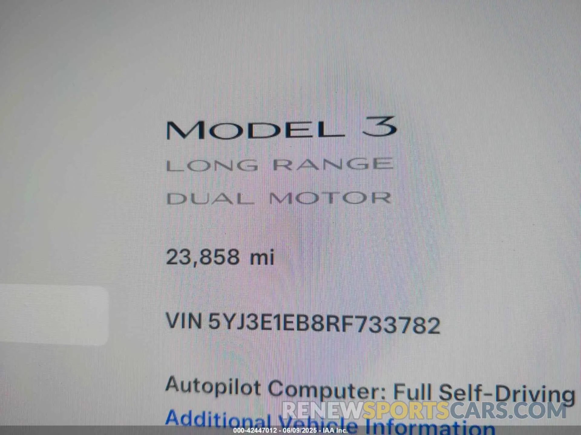 14 Photograph of a damaged car 5YJ3E1EB8RF733782 TESLA MODEL 3 2024