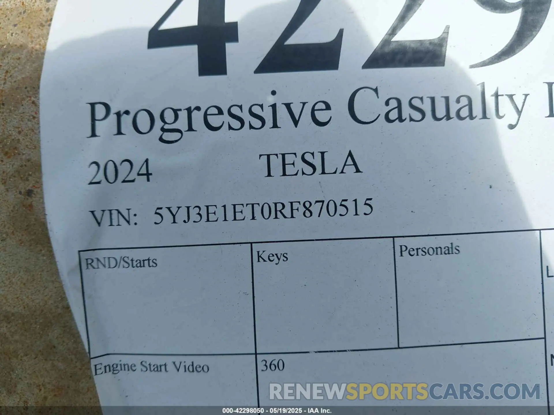 8 Photograph of a damaged car 5YJ3E1ET0RF870515 TESLA MODEL 3 2024