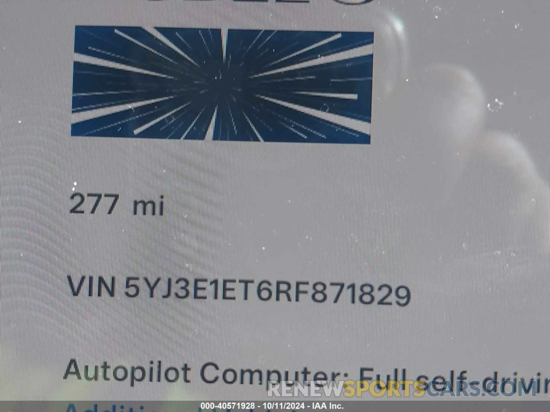 15 Photograph of a damaged car 5YJ3E1ET6RF871829 TESLA MODEL 3 2024
