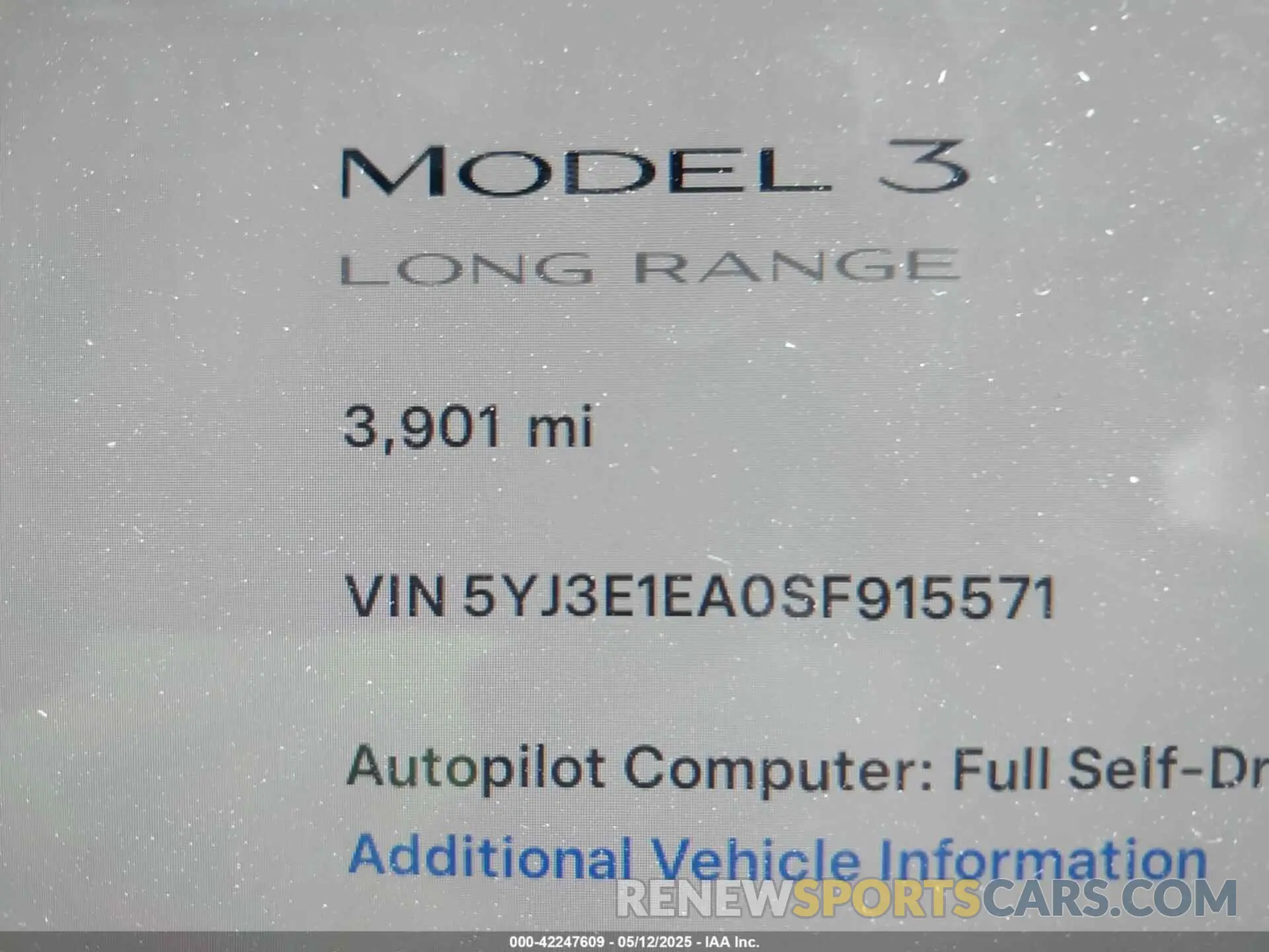 16 Photograph of a damaged car 5YJ3E1EA0SF915571 TESLA MODEL 3 2025
