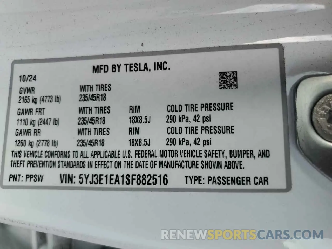 14 Photograph of a damaged car 5YJ3E1EA1SF882516 TESLA MODEL 3 2025