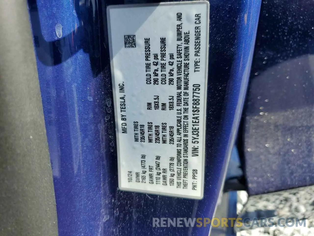 14 Photograph of a damaged car 5YJ3E1EA1SF887750 TESLA MODEL 3 2025