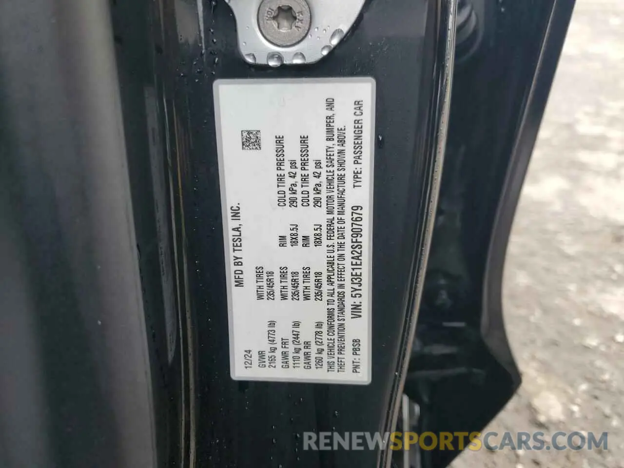 10 Photograph of a damaged car 5YJ3E1EA2SF907679 TESLA MODEL 3 2025