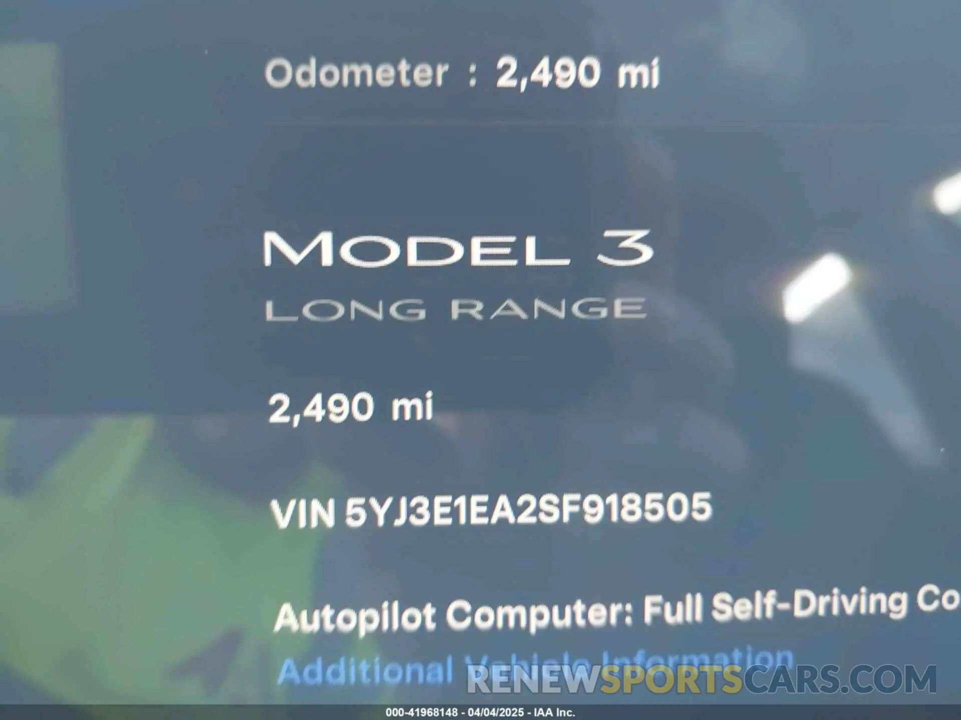 14 Photograph of a damaged car 5YJ3E1EA2SF918505 TESLA MODEL 3 2025
