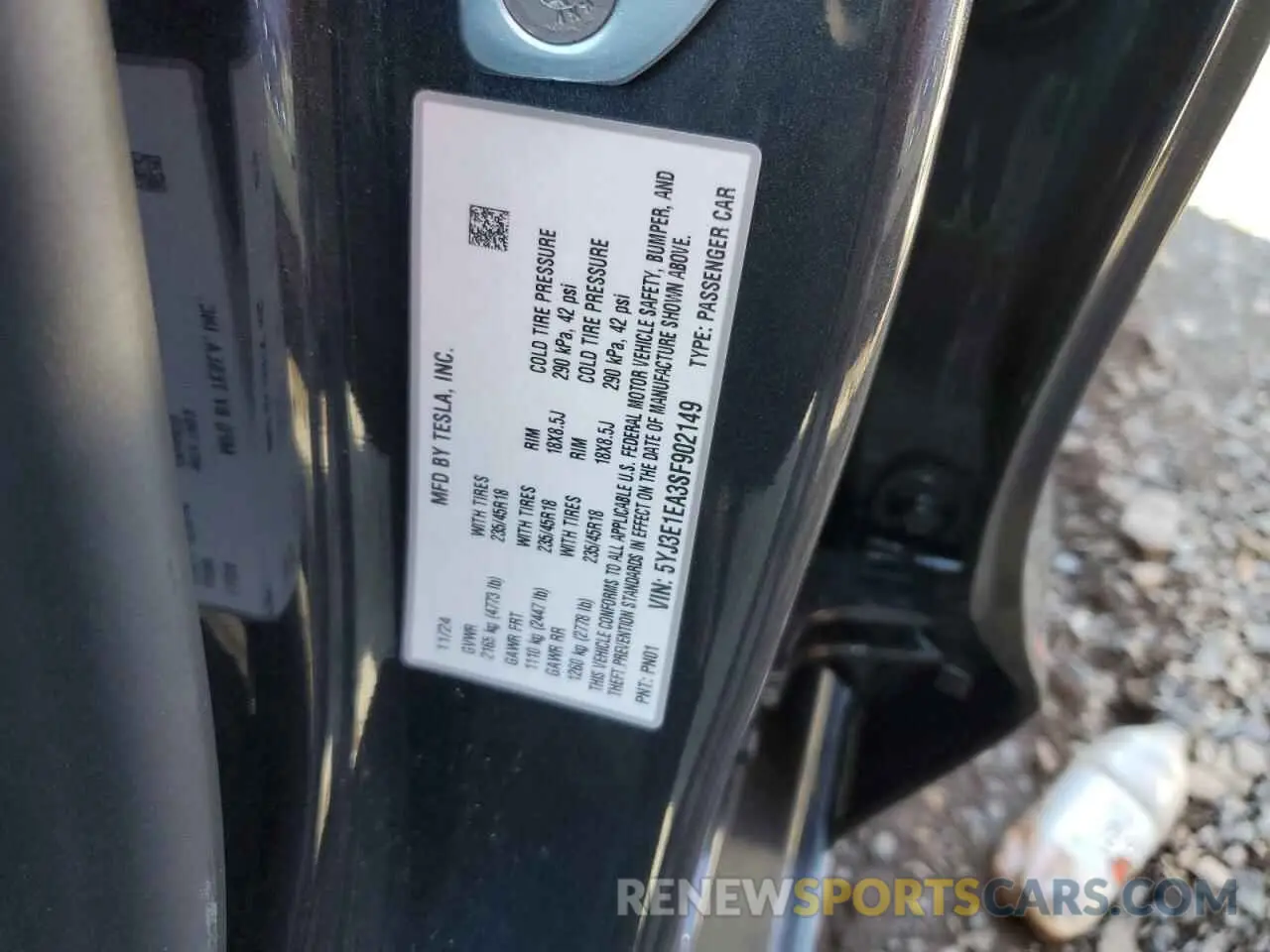 12 Photograph of a damaged car 5YJ3E1EA3SF902149 TESLA MODEL 3 2025