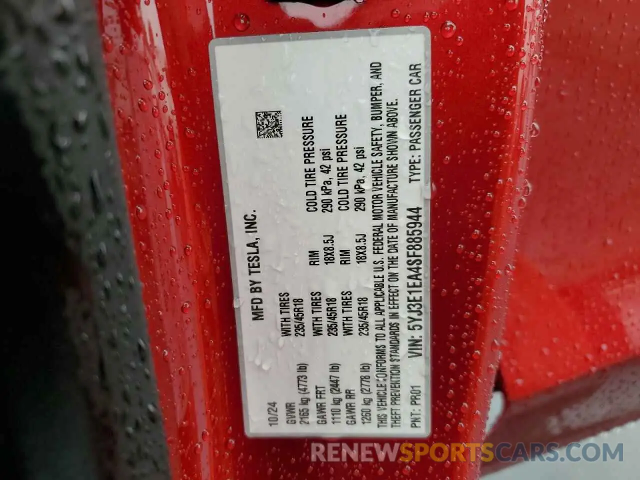 12 Photograph of a damaged car 5YJ3E1EA4SF885944 TESLA MODEL 3 2025