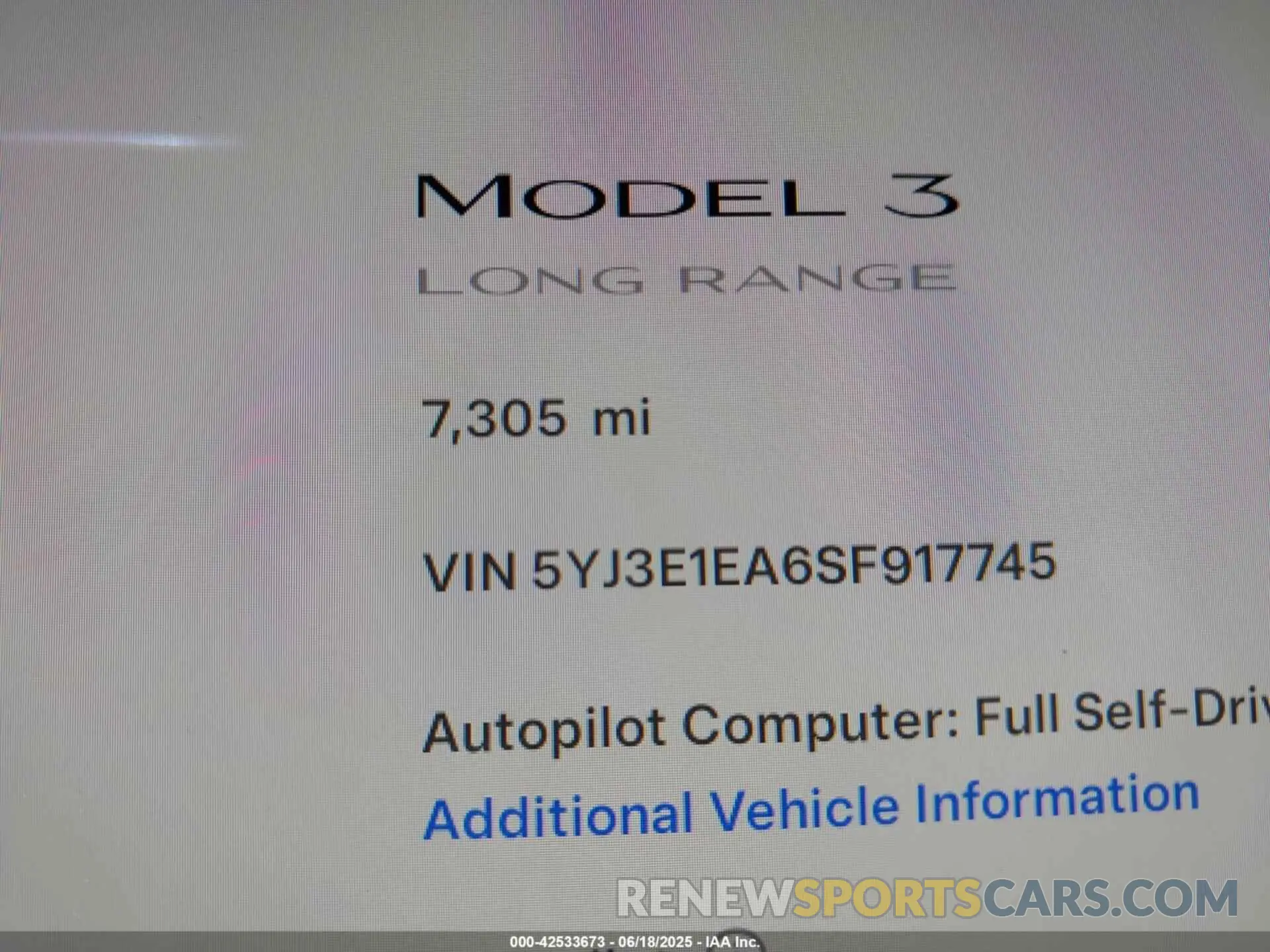 15 Photograph of a damaged car 5YJ3E1EA6SF917745 TESLA MODEL 3 2025