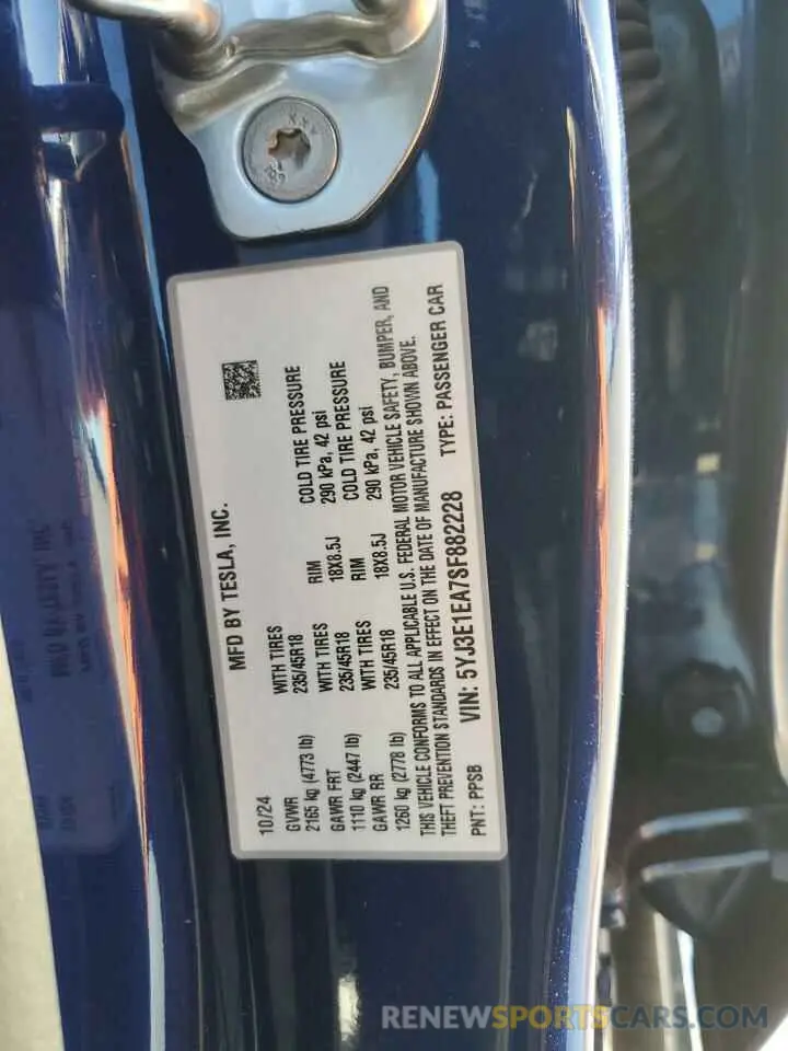 14 Photograph of a damaged car 5YJ3E1EA7SF882228 TESLA MODEL 3 2025