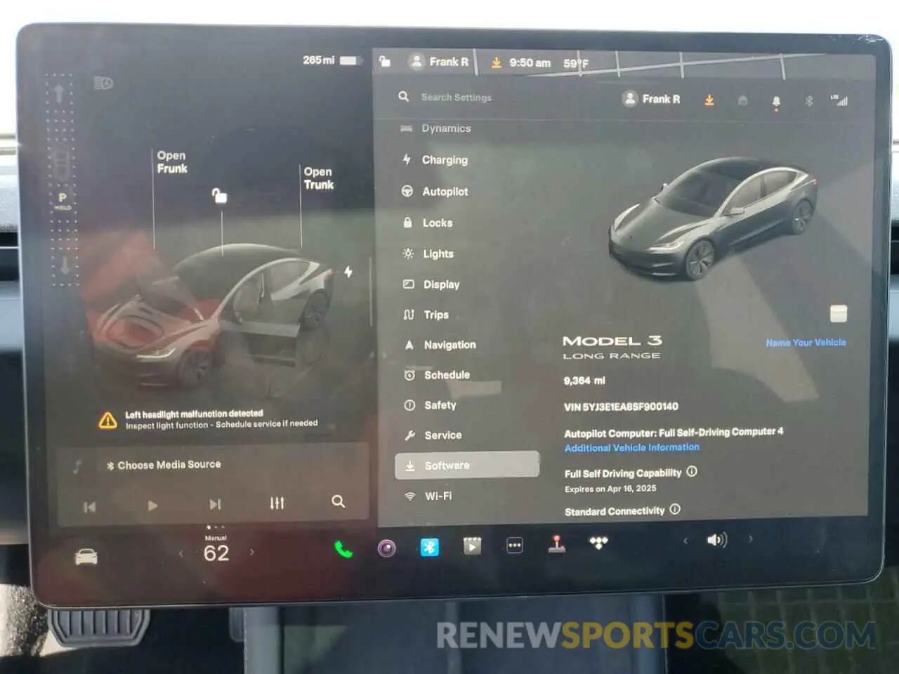 9 Photograph of a damaged car 5YJ3E1EA8SF900140 TESLA MODEL 3 2025