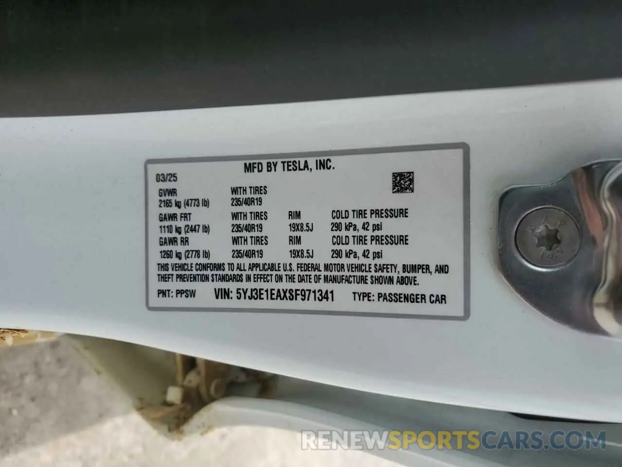 12 Photograph of a damaged car 5YJ3E1EAXSF971341 TESLA MODEL 3 2025