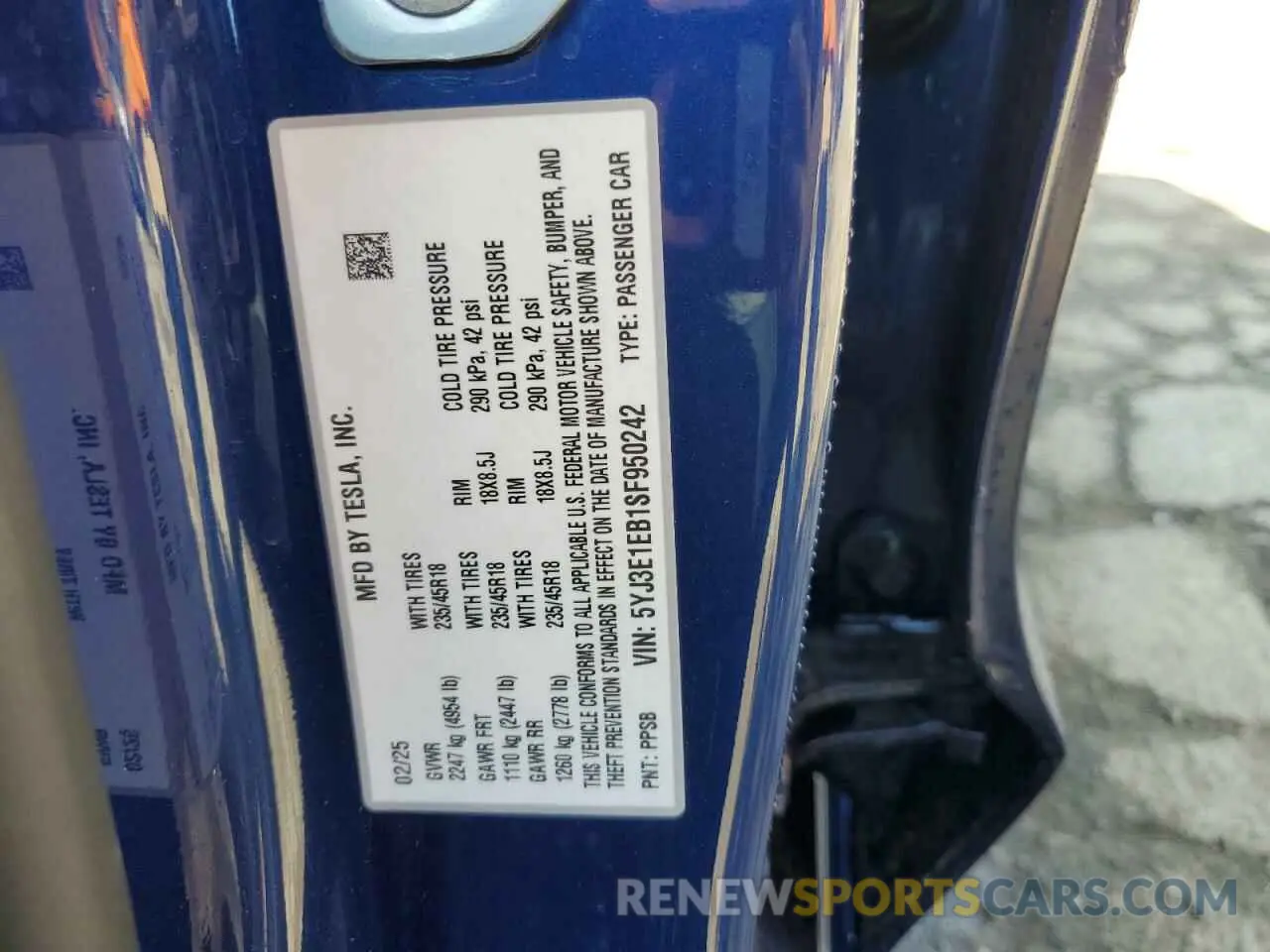 13 Photograph of a damaged car 5YJ3E1EB1SF950242 TESLA MODEL 3 2025