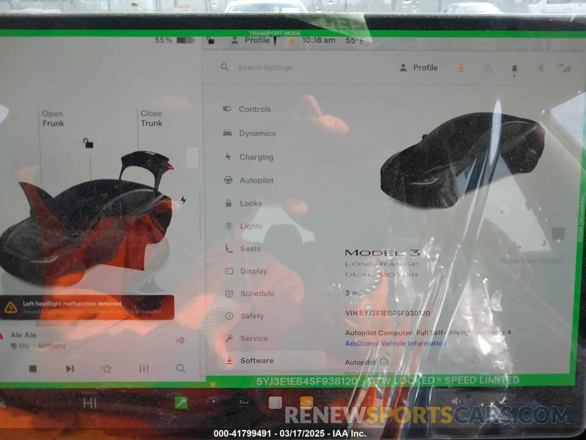 7 Photograph of a damaged car 5YJ3E1EB4SF938120 TESLA MODEL 3 2025