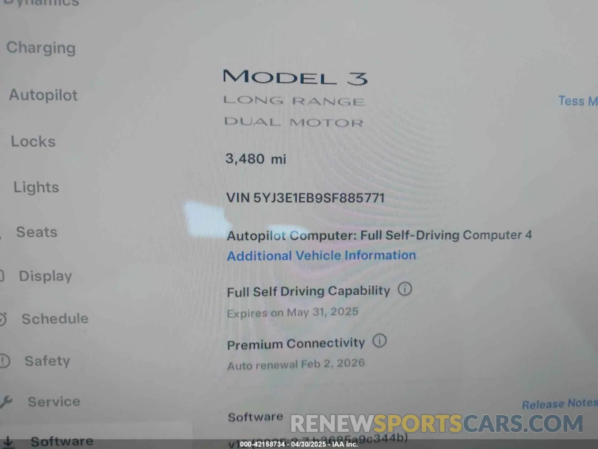 7 Photograph of a damaged car 5YJ3E1EB9SF885771 TESLA MODEL 3 2025