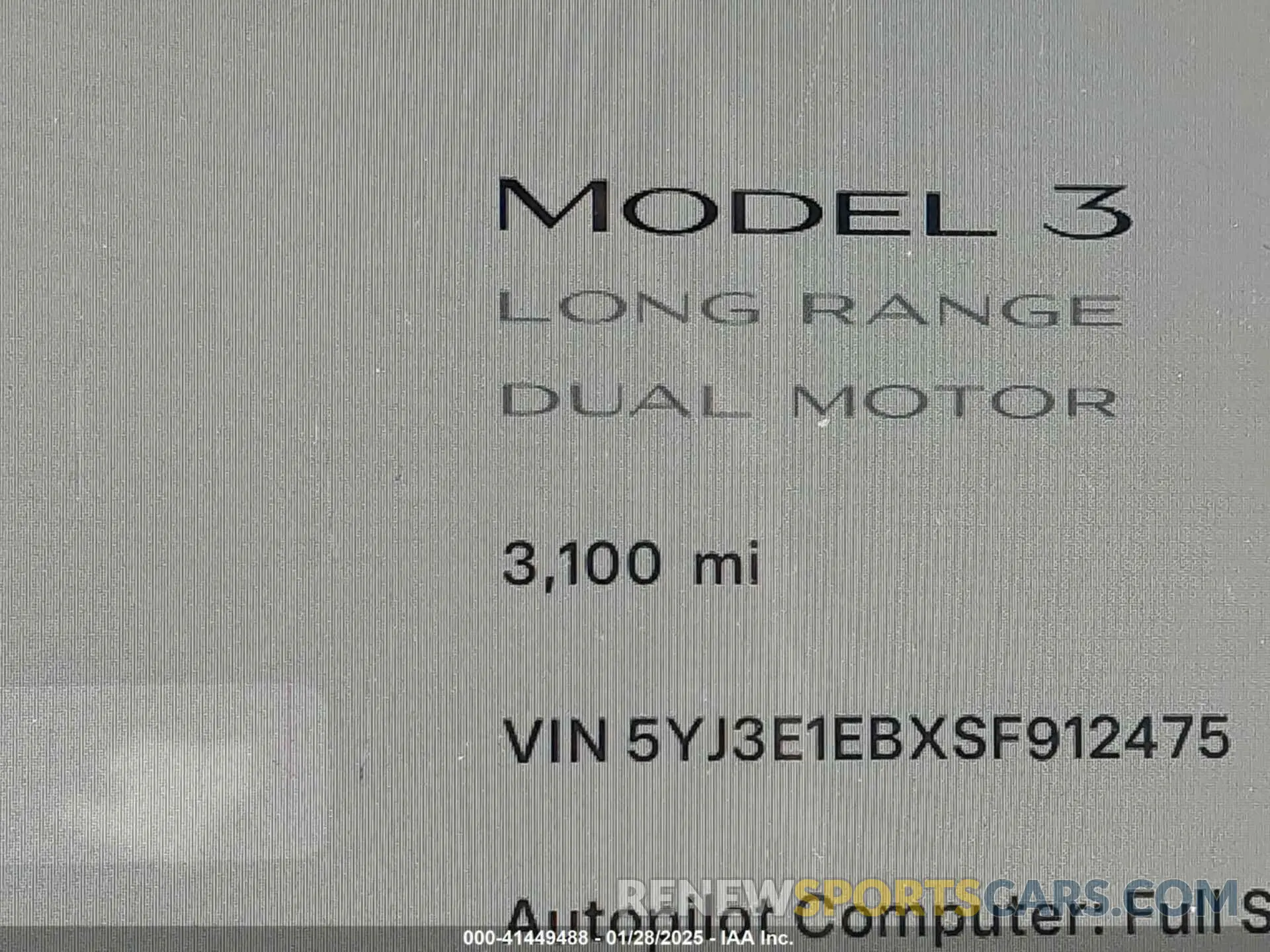 14 Photograph of a damaged car 5YJ3E1EBXSF912475 TESLA MODEL 3 2025