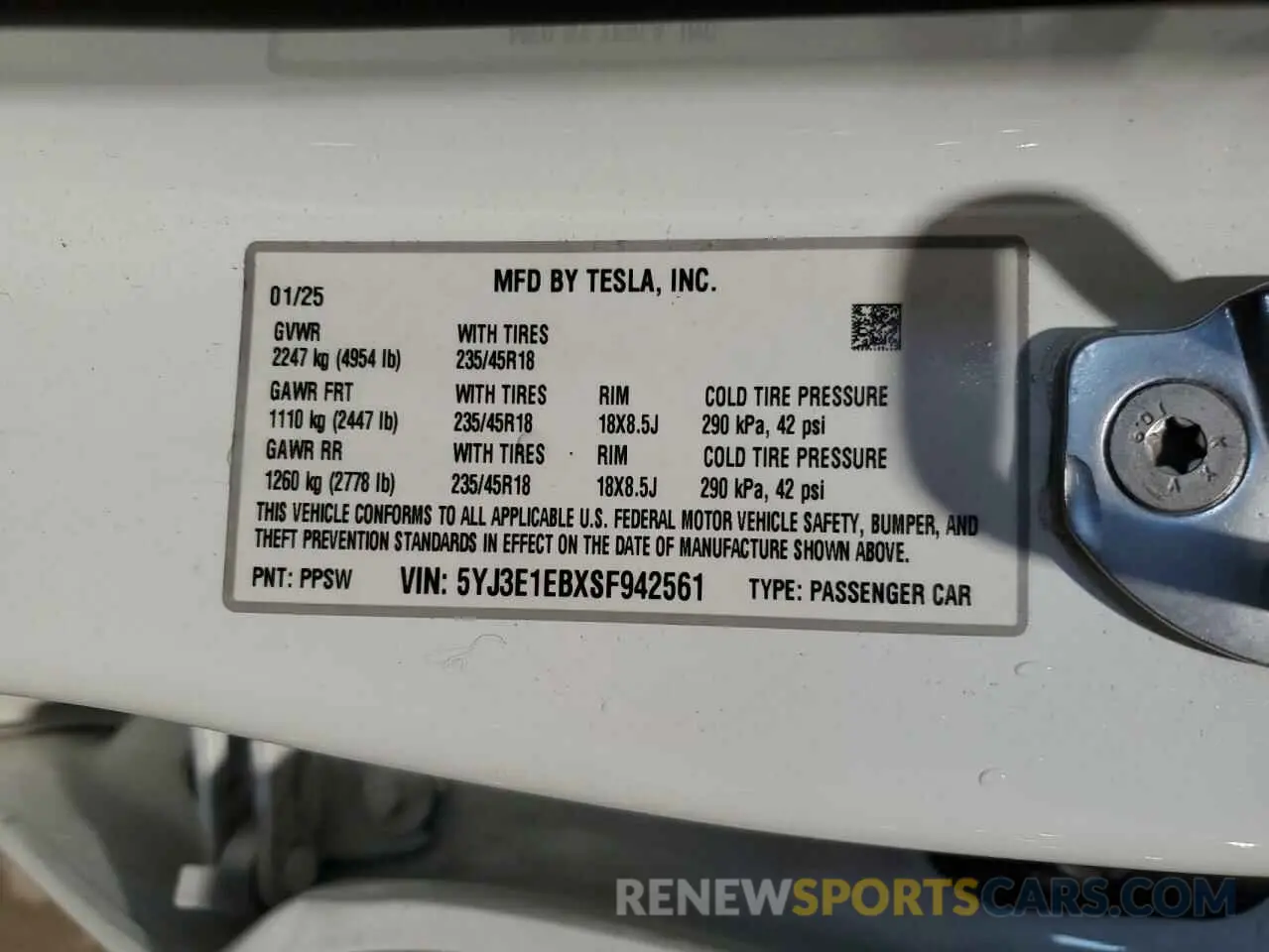 12 Photograph of a damaged car 5YJ3E1EBXSF942561 TESLA MODEL 3 2025