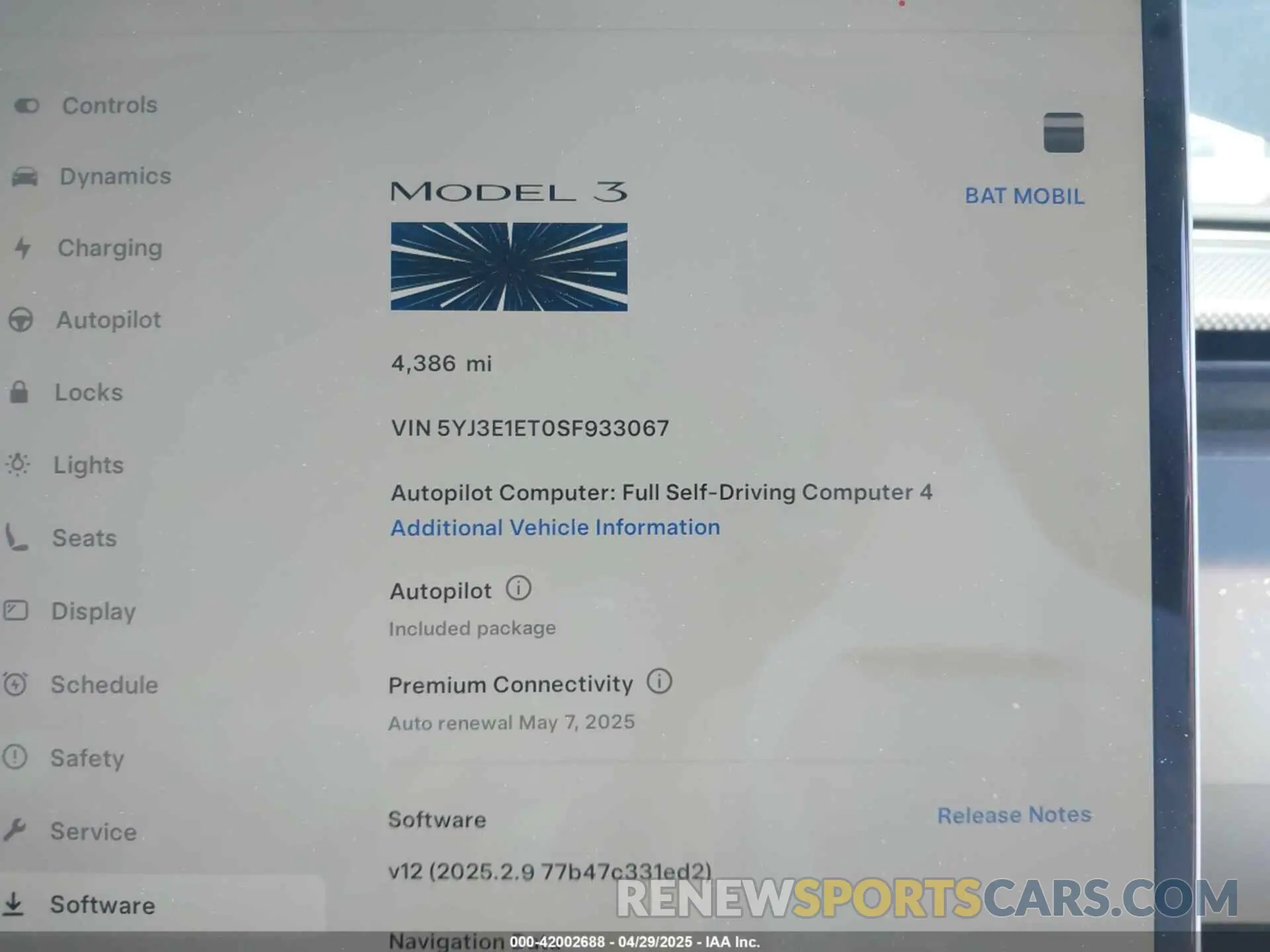 7 Photograph of a damaged car 5YJ3E1ET0SF933067 TESLA MODEL 3 2025