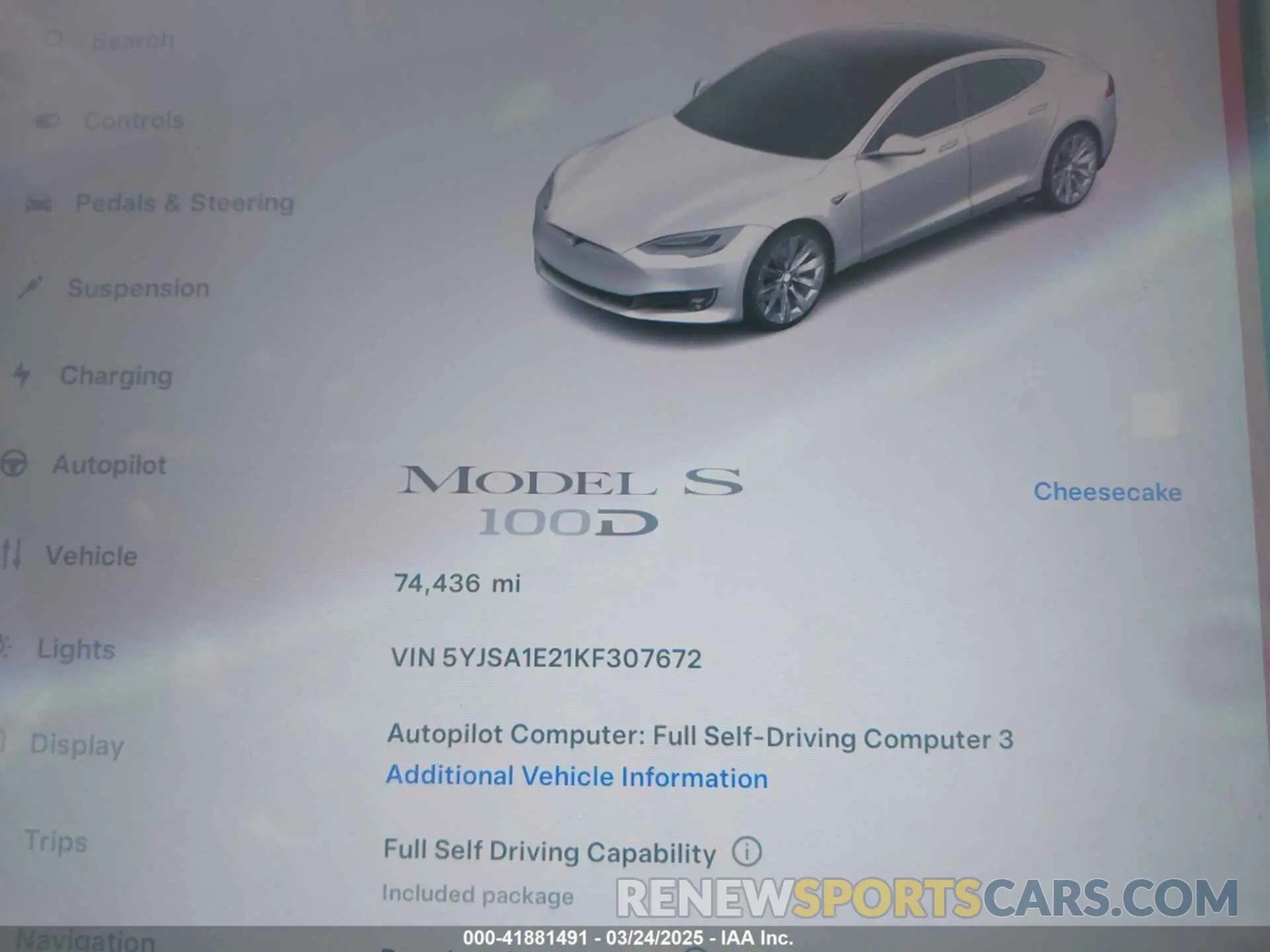 7 Photograph of a damaged car 5YJSA1E21KF307672 TESLA MODEL S 2019