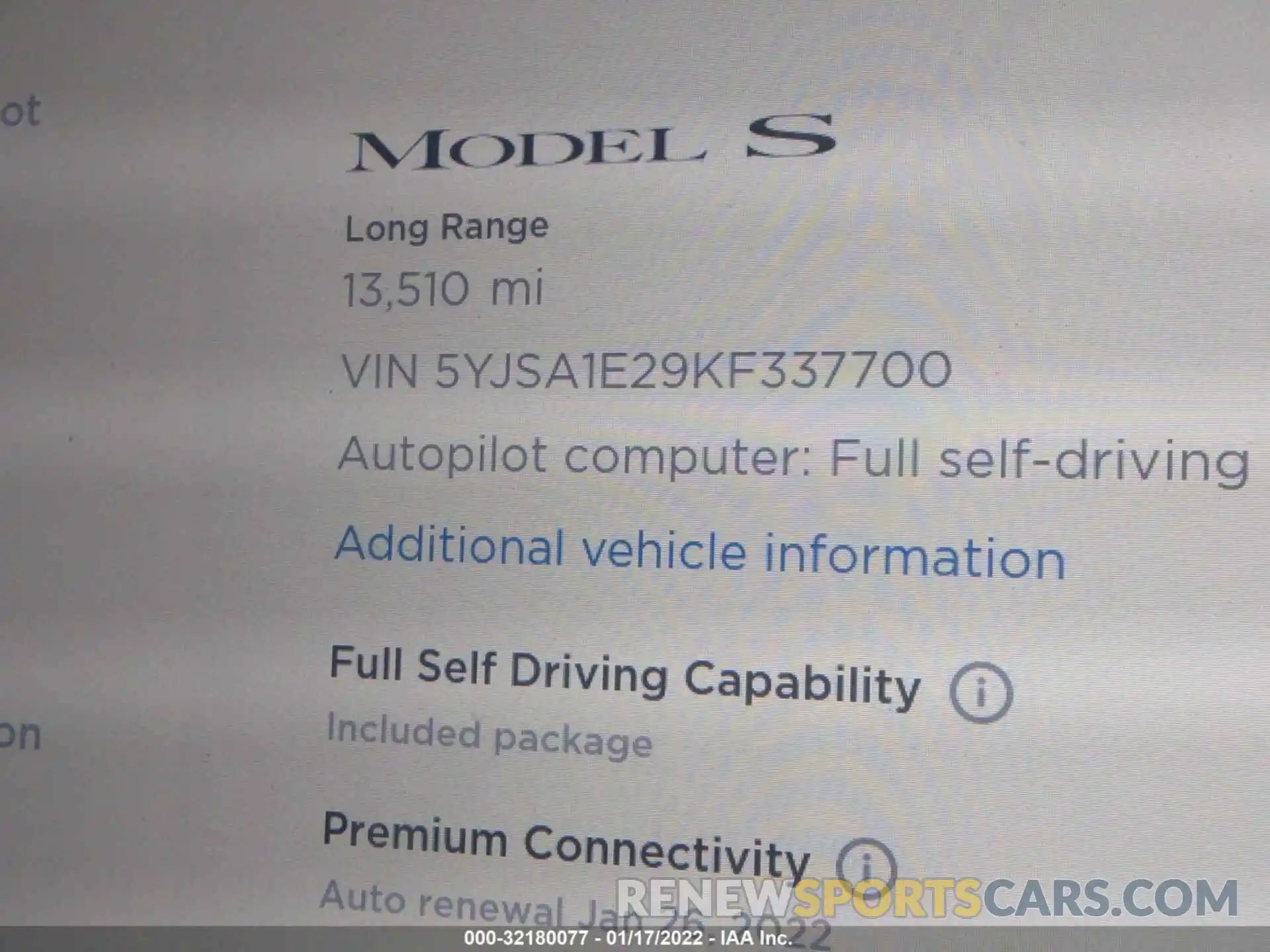 7 Photograph of a damaged car 5YJSA1E29KF337700 TESLA MODEL S 2019