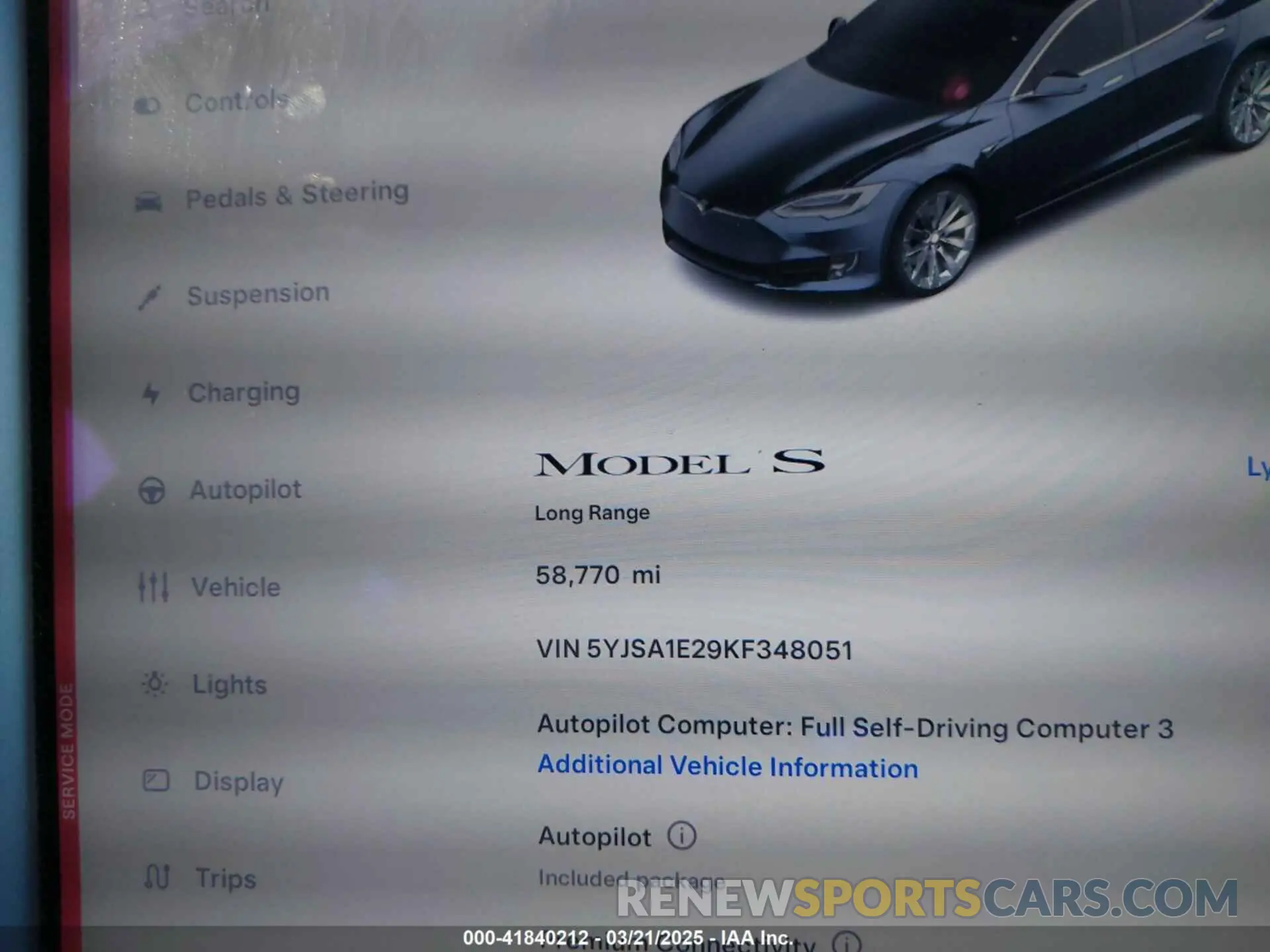 7 Photograph of a damaged car 5YJSA1E29KF348051 TESLA MODEL S 2019
