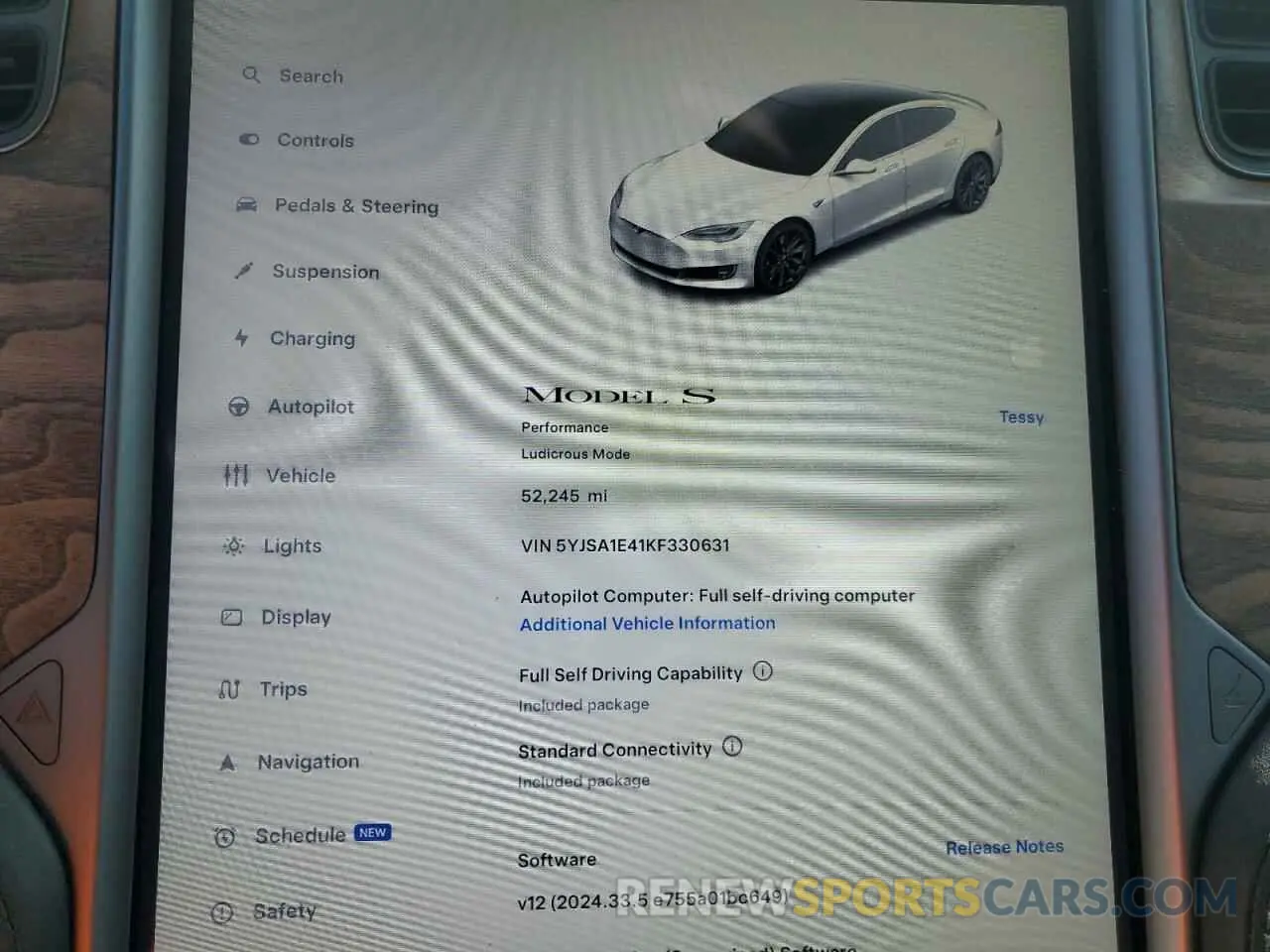 9 Photograph of a damaged car 5YJSA1E41KF330631 TESLA MODEL S 2019