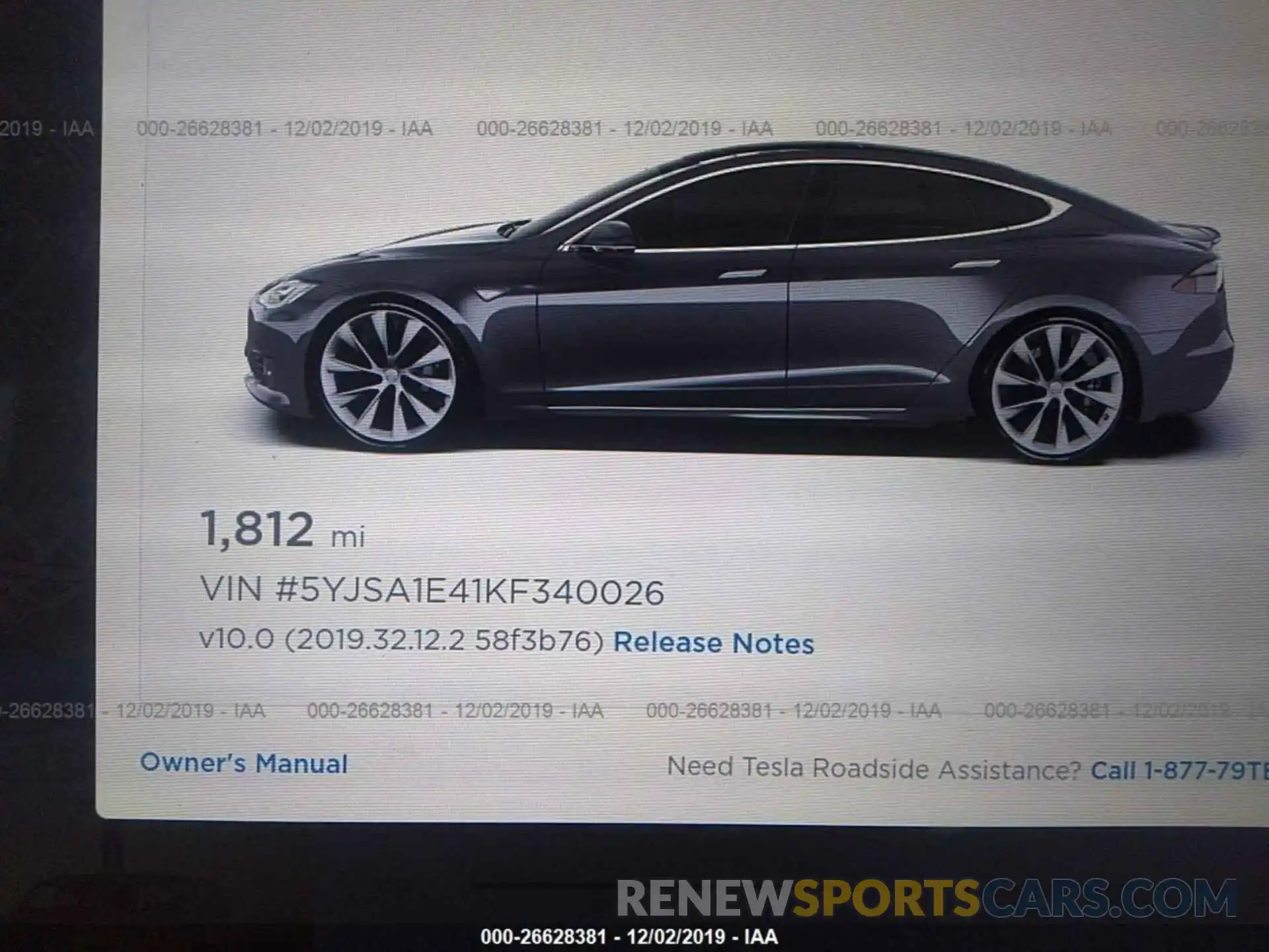 7 Photograph of a damaged car 5YJSA1E41KF340026 TESLA MODEL S 2019