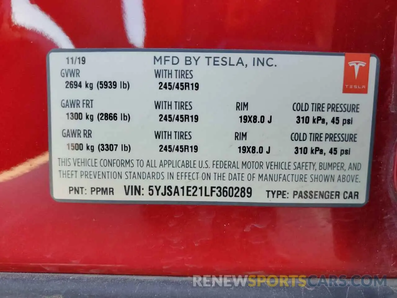 17 Photograph of a damaged car 5YJSA1E21LF360289 TESLA MODEL S 2020