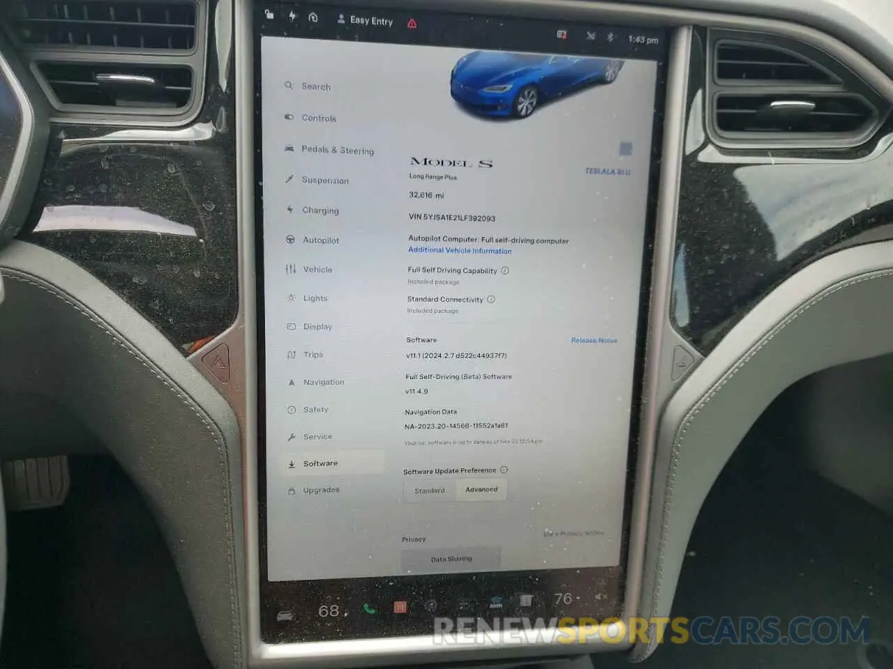 9 Photograph of a damaged car 5YJSA1E21LF392093 TESLA MODEL S 2020