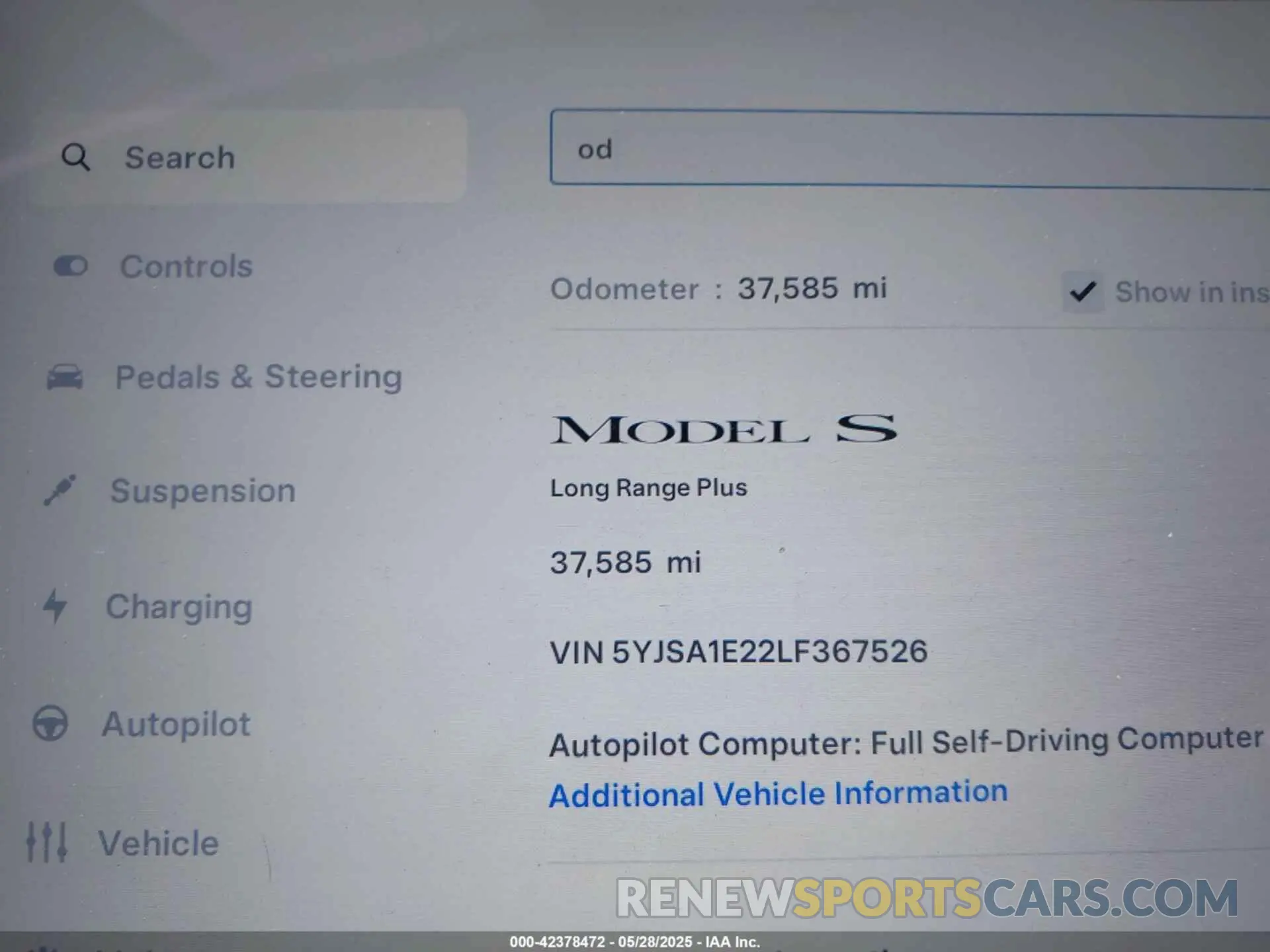 15 Photograph of a damaged car 5YJSA1E22LF367526 TESLA MODEL S 2020