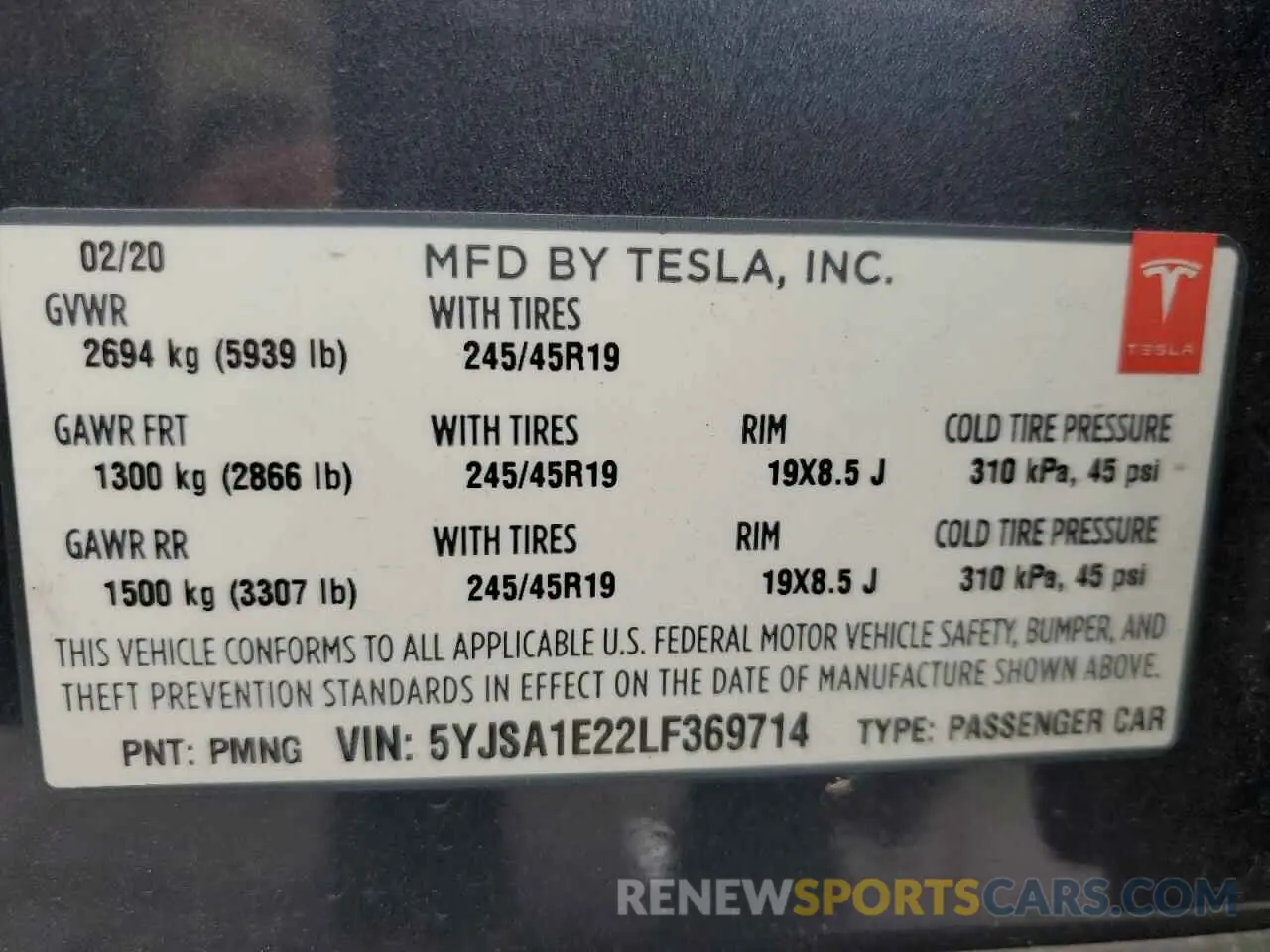 15 Photograph of a damaged car 5YJSA1E22LF369714 TESLA MODEL S 2020