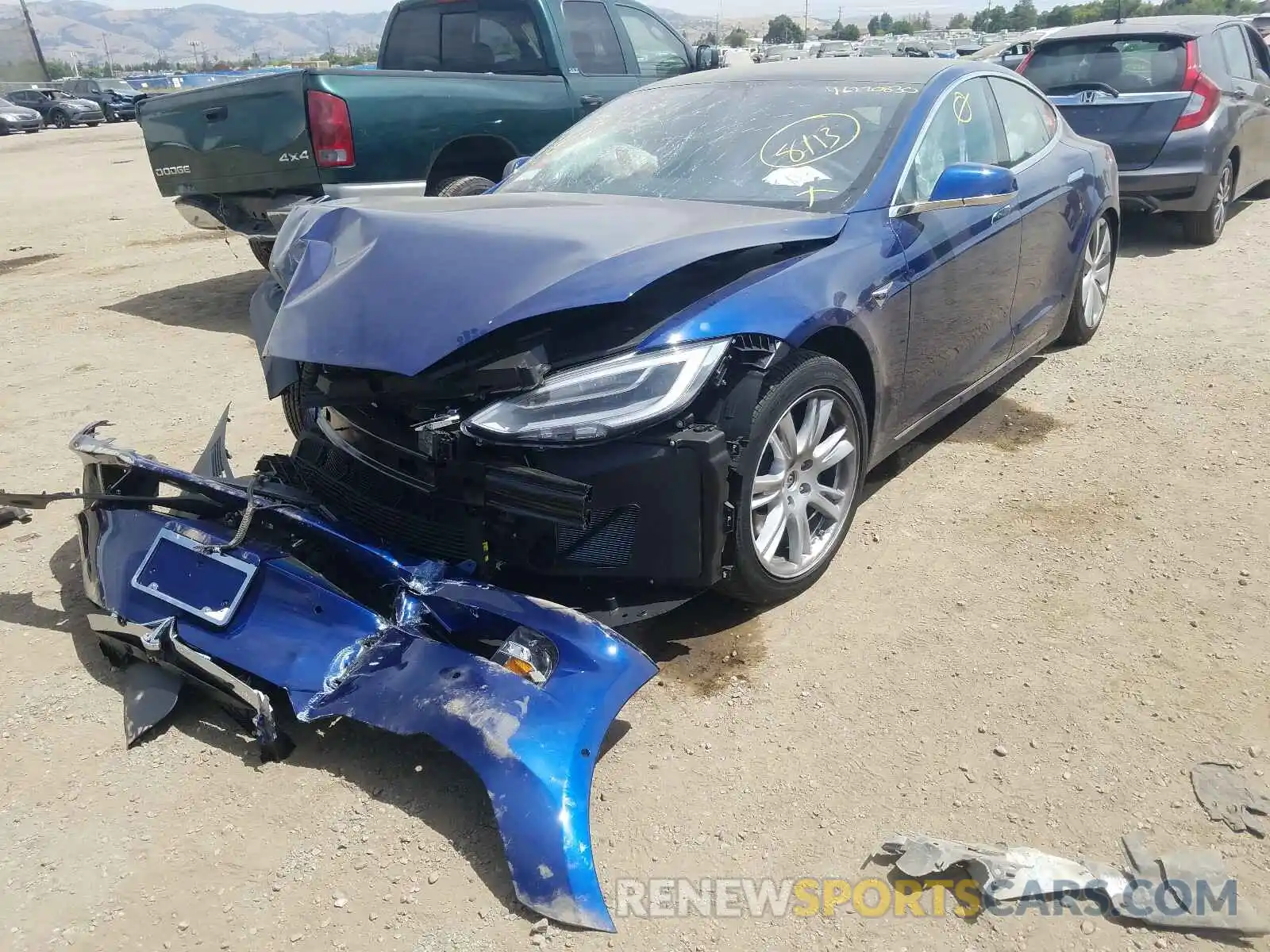 2 Photograph of a damaged car 5YJSA1E22LF399800 TESLA MODEL S 2020