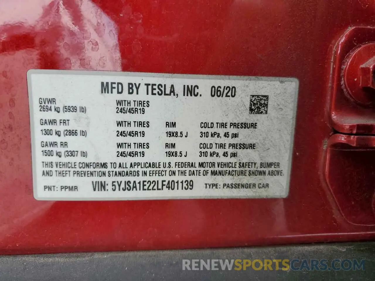 15 Photograph of a damaged car 5YJSA1E22LF401139 TESLA MODEL S 2020