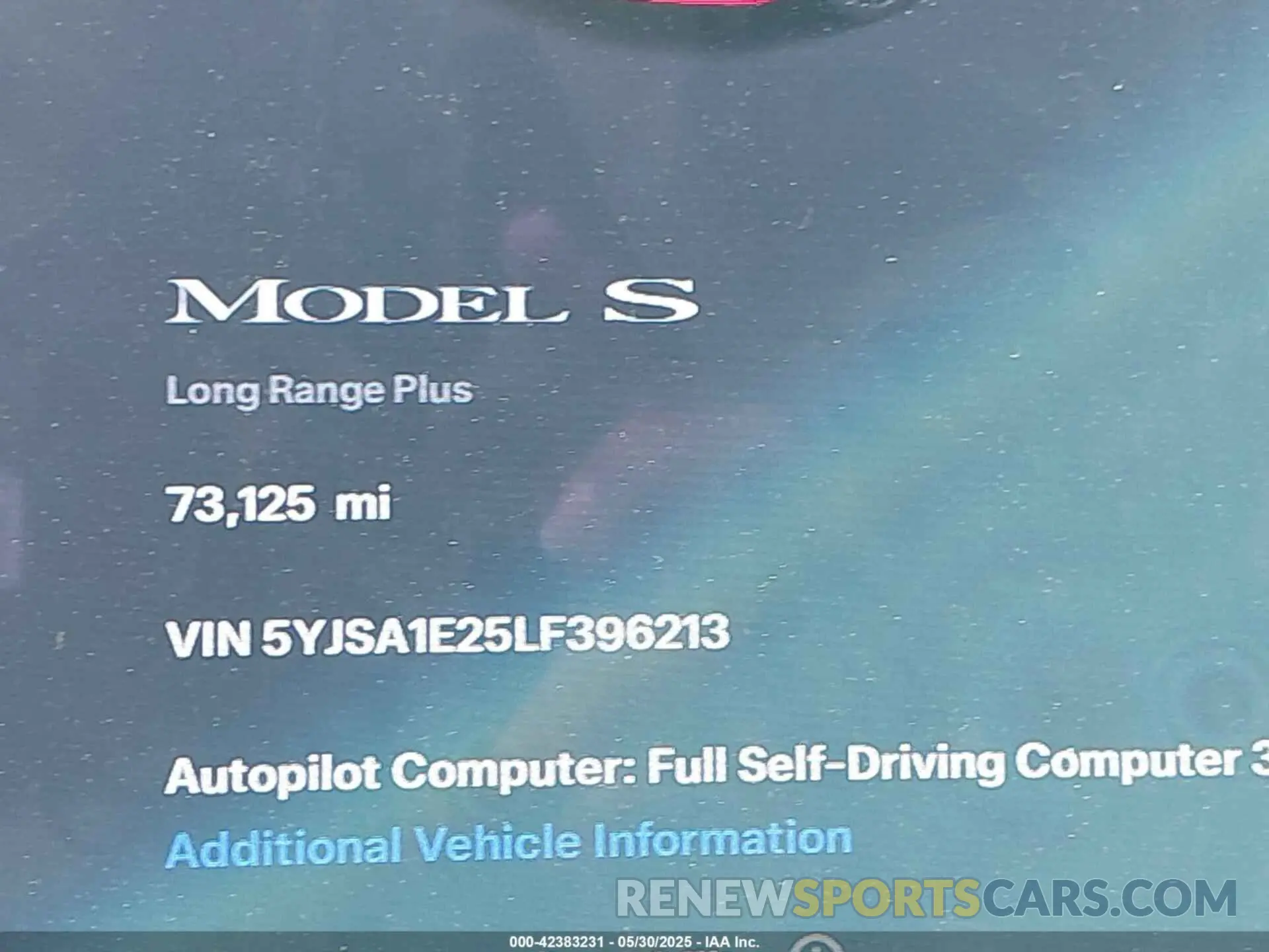 7 Photograph of a damaged car 5YJSA1E25LF396213 TESLA MODEL S 2020
