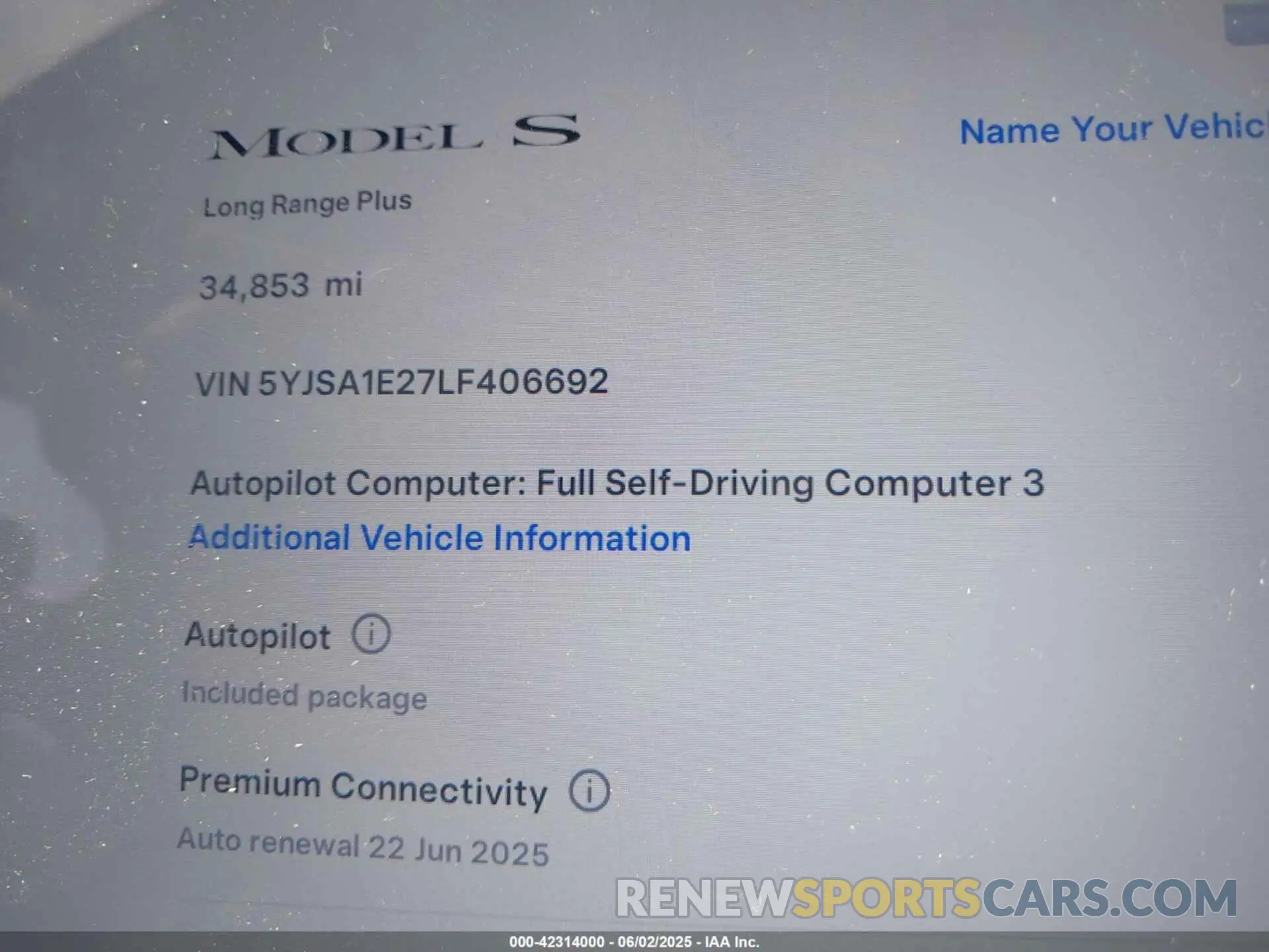 15 Photograph of a damaged car 5YJSA1E27LF406692 TESLA MODEL S 2020
