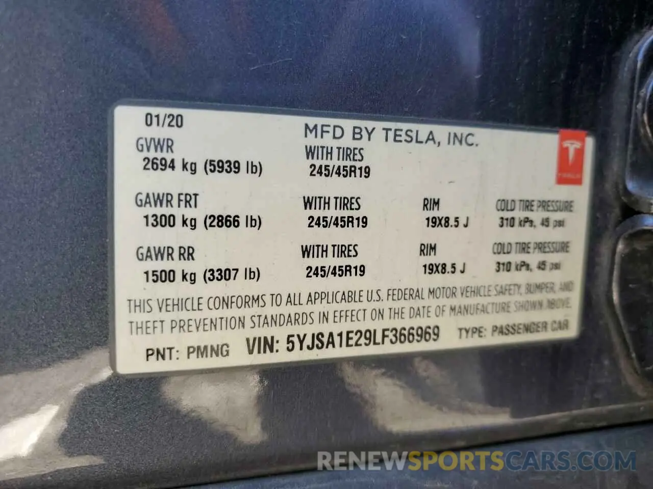 13 Photograph of a damaged car 5YJSA1E29LF366969 TESLA MODEL S 2020