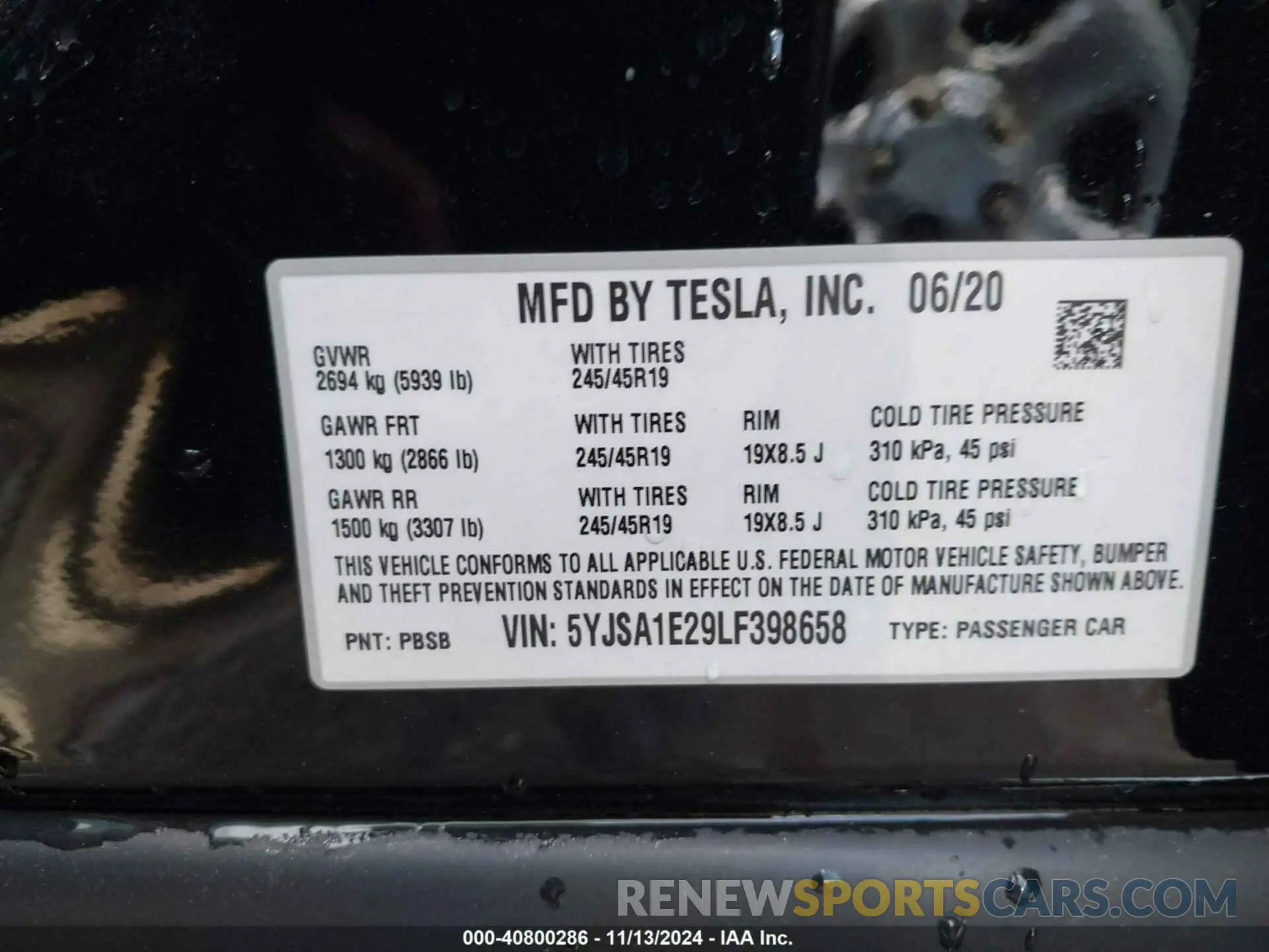 9 Photograph of a damaged car 5YJSA1E29LF398658 TESLA MODEL S 2020