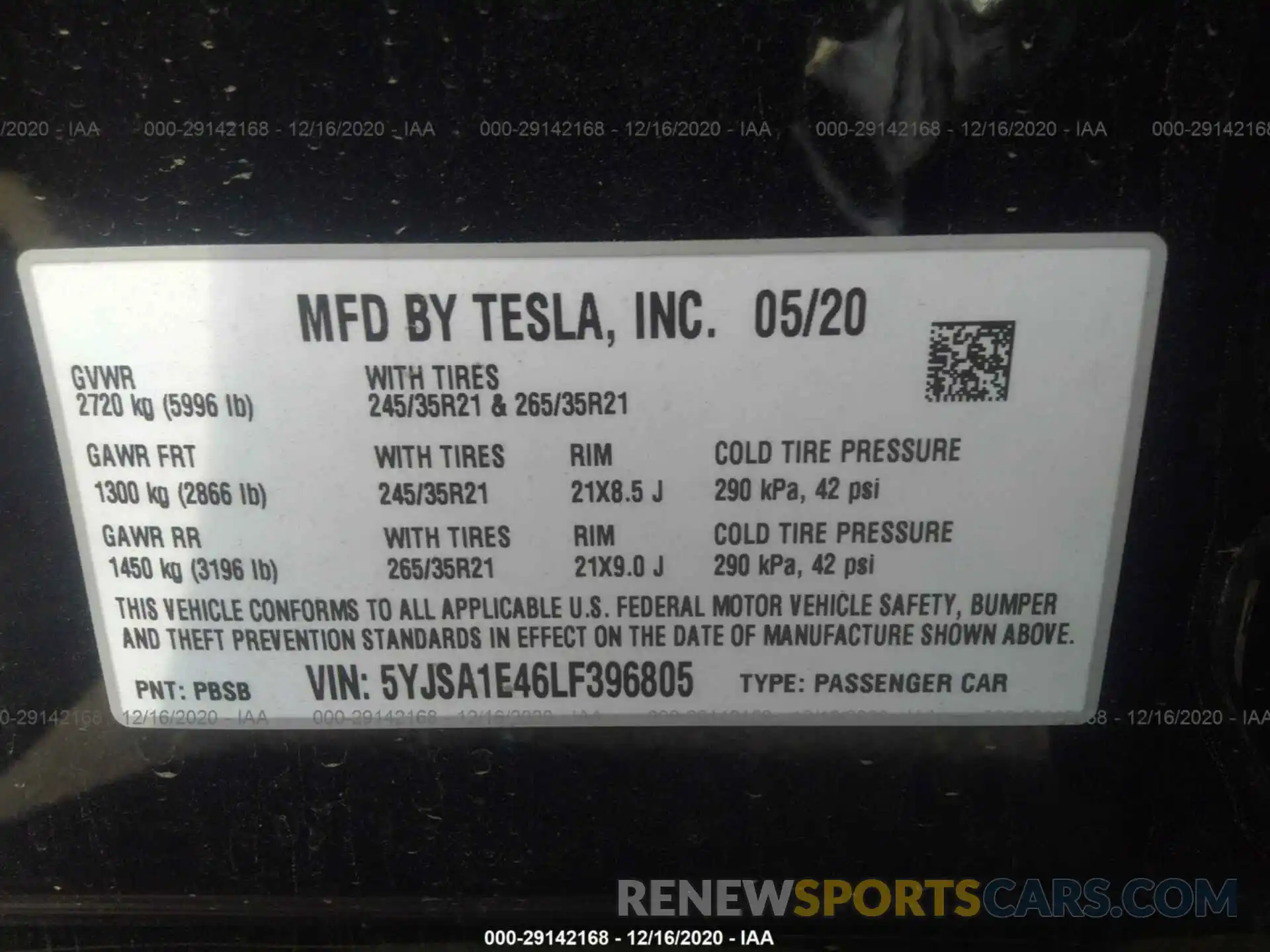 9 Photograph of a damaged car 5YJSA1E46LF396805 TESLA MODEL S 2020