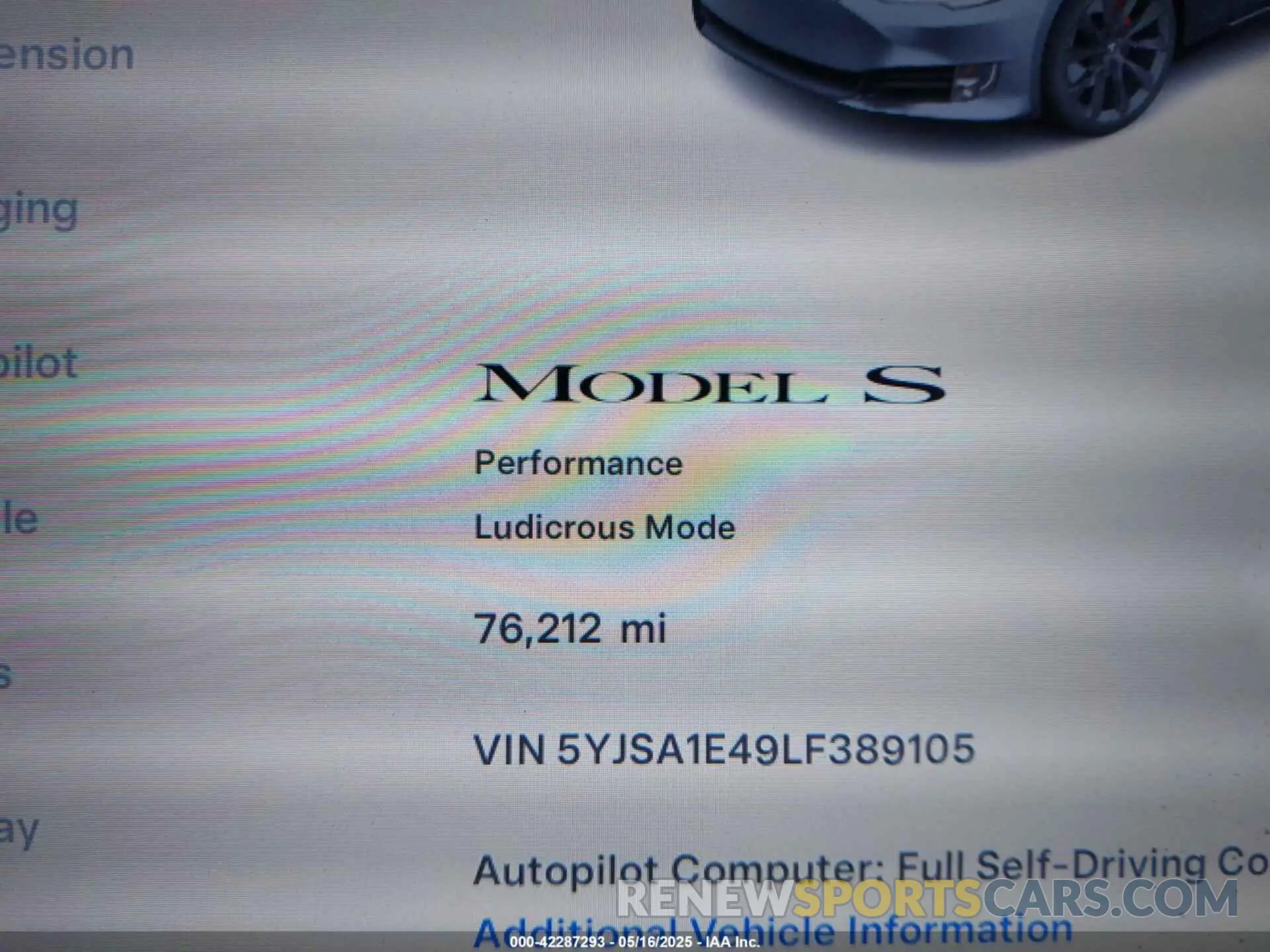 7 Photograph of a damaged car 5YJSA1E49LF389105 TESLA MODEL S 2020