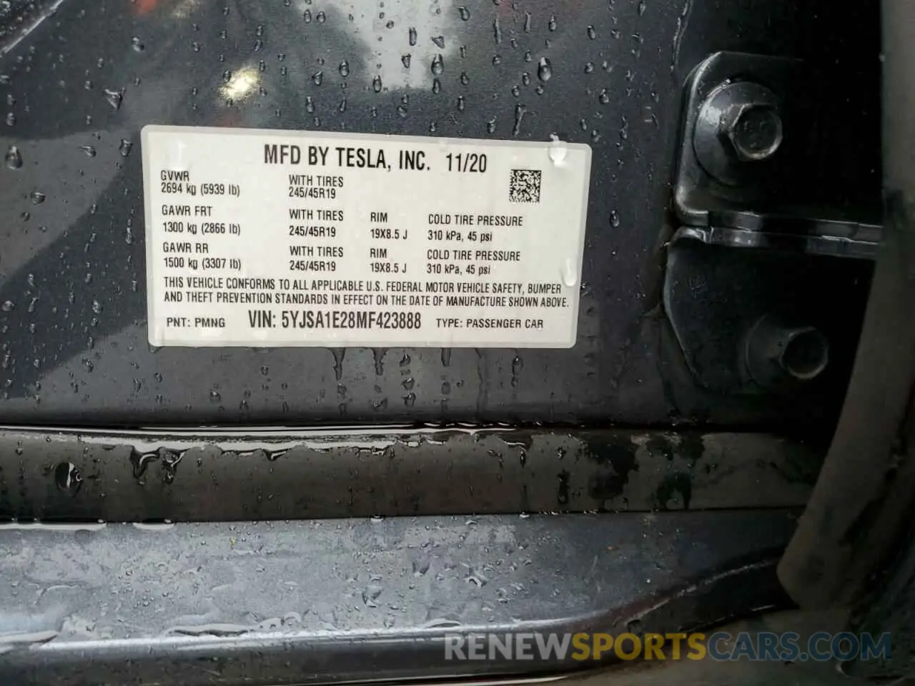 12 Photograph of a damaged car 5YJSA1E28MF423888 TESLA MODEL S 2021