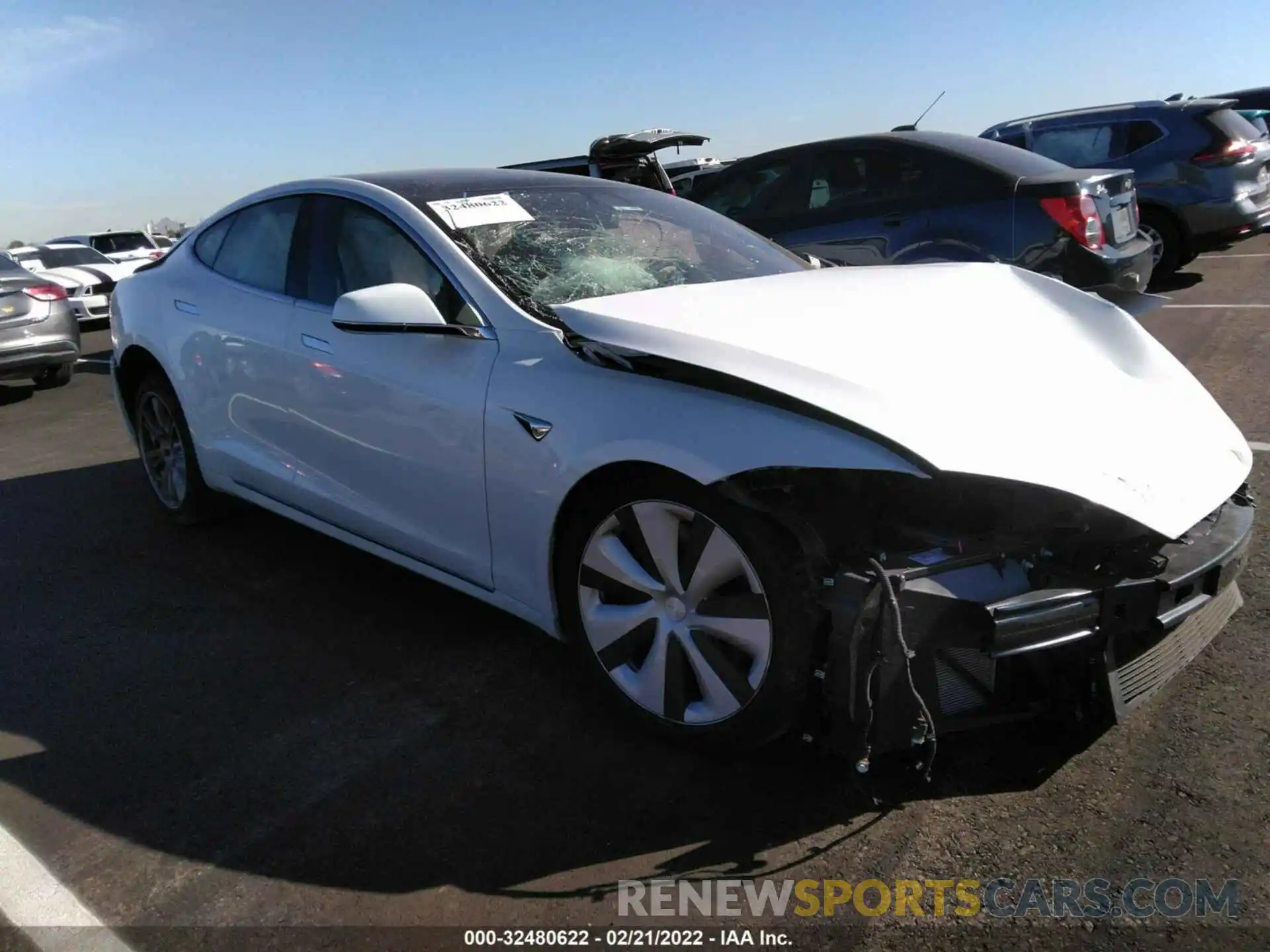 1 Photograph of a damaged car 5YJSA1E47MF427870 TESLA MODEL S 2021