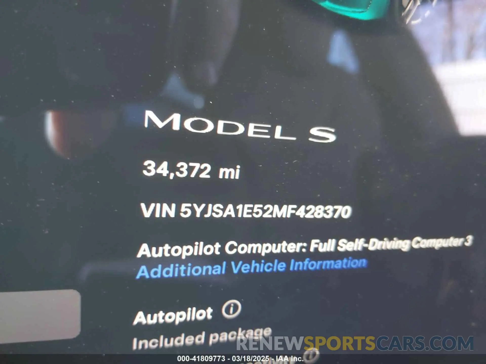 15 Photograph of a damaged car 5YJSA1E52MF428370 TESLA MODEL S 2021