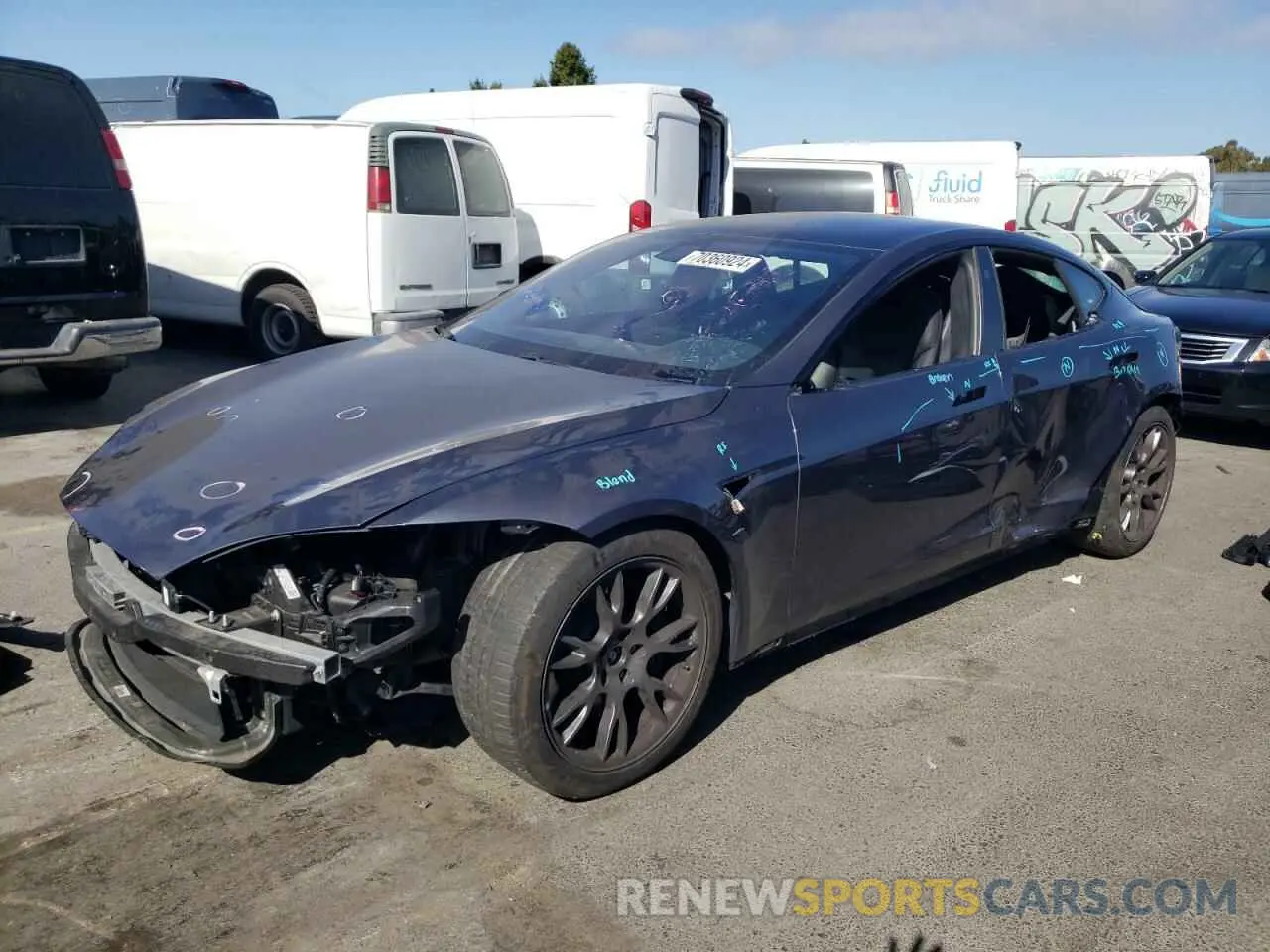 1 Photograph of a damaged car 5YJSA1E56MF439677 TESLA MODEL S 2021