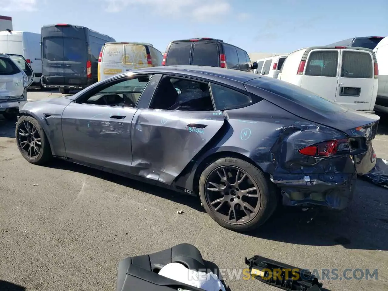 2 Photograph of a damaged car 5YJSA1E56MF439677 TESLA MODEL S 2021