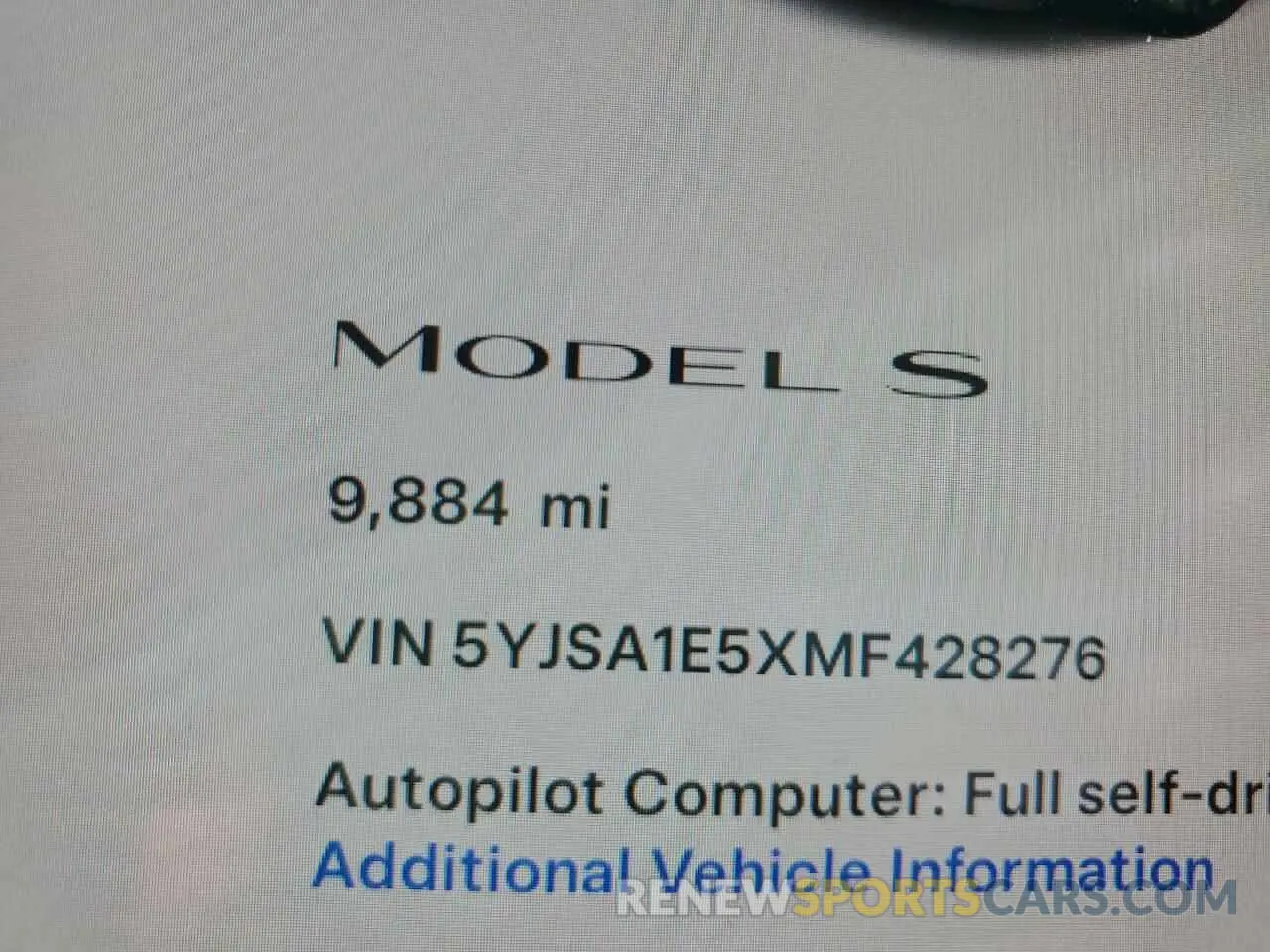 9 Photograph of a damaged car 5YJSA1E5XMF428276 TESLA MODEL S 2021