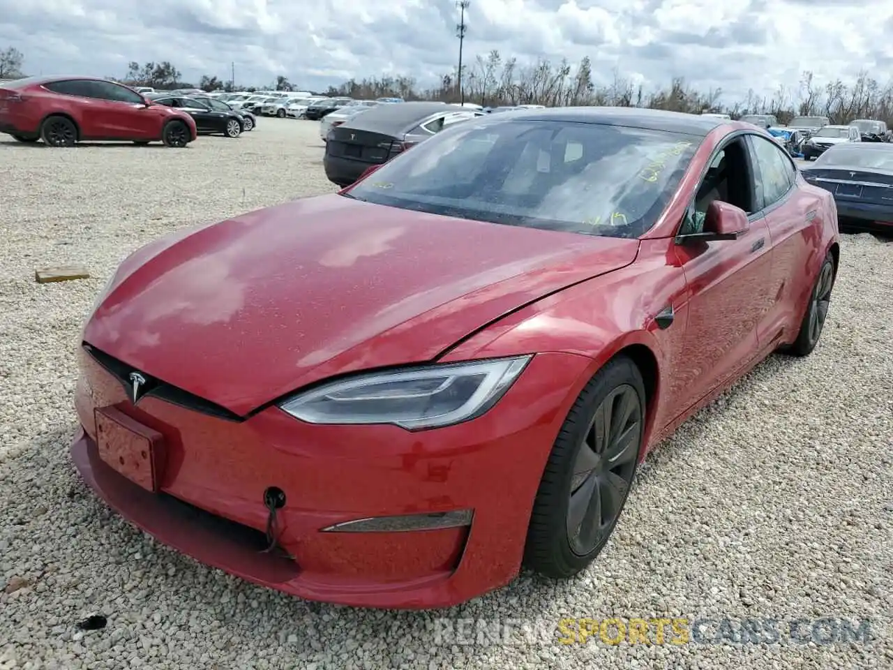 2 Photograph of a damaged car 5YJSA1E61MF438591 TESLA MODEL S 2021