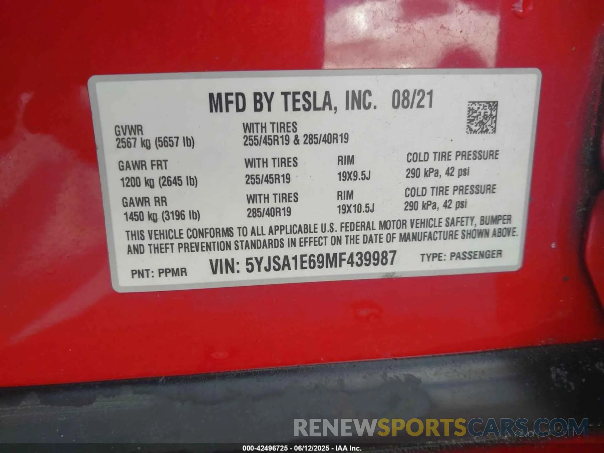 9 Photograph of a damaged car 5YJSA1E69MF439987 TESLA MODEL S 2021