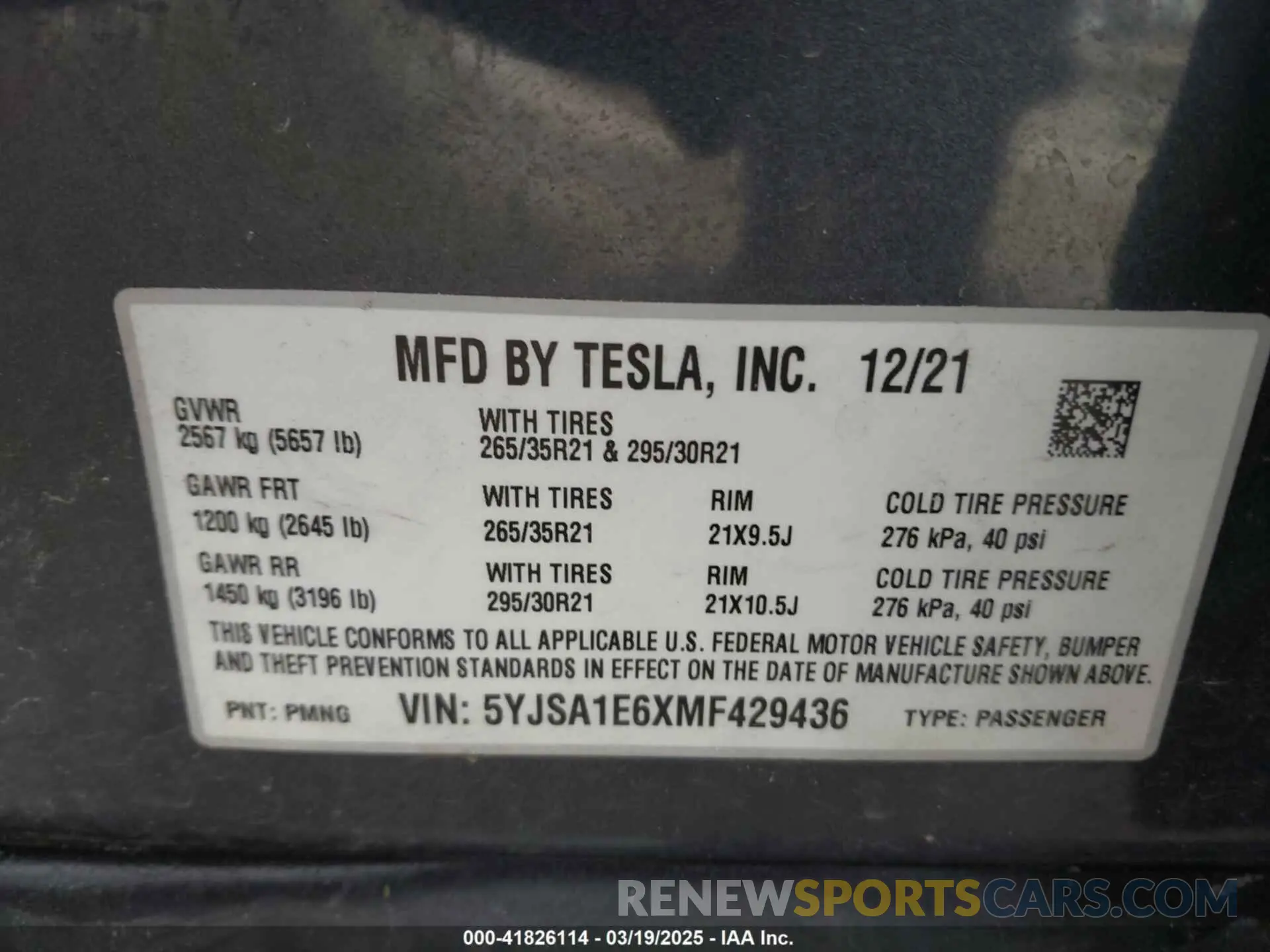 9 Photograph of a damaged car 5YJSA1E6XMF429436 TESLA MODEL S 2021